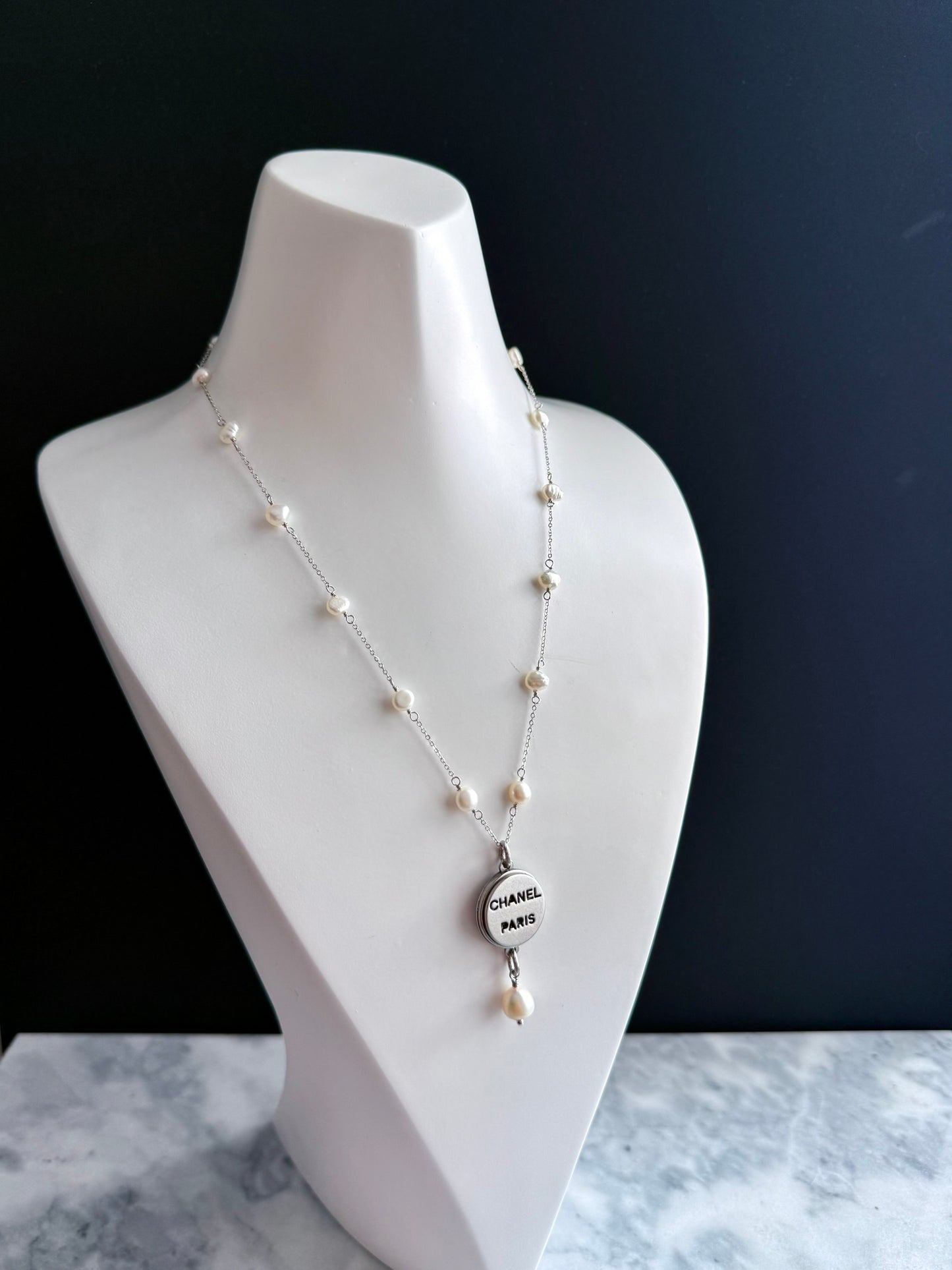 🤍 One of a kind Authentic Reworked button pearl necklace