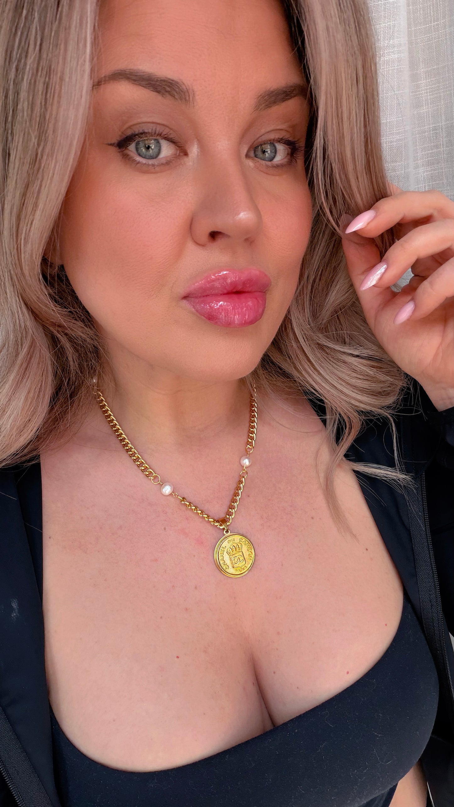 Extremely rare Authentic Reworked gold Button Necklace