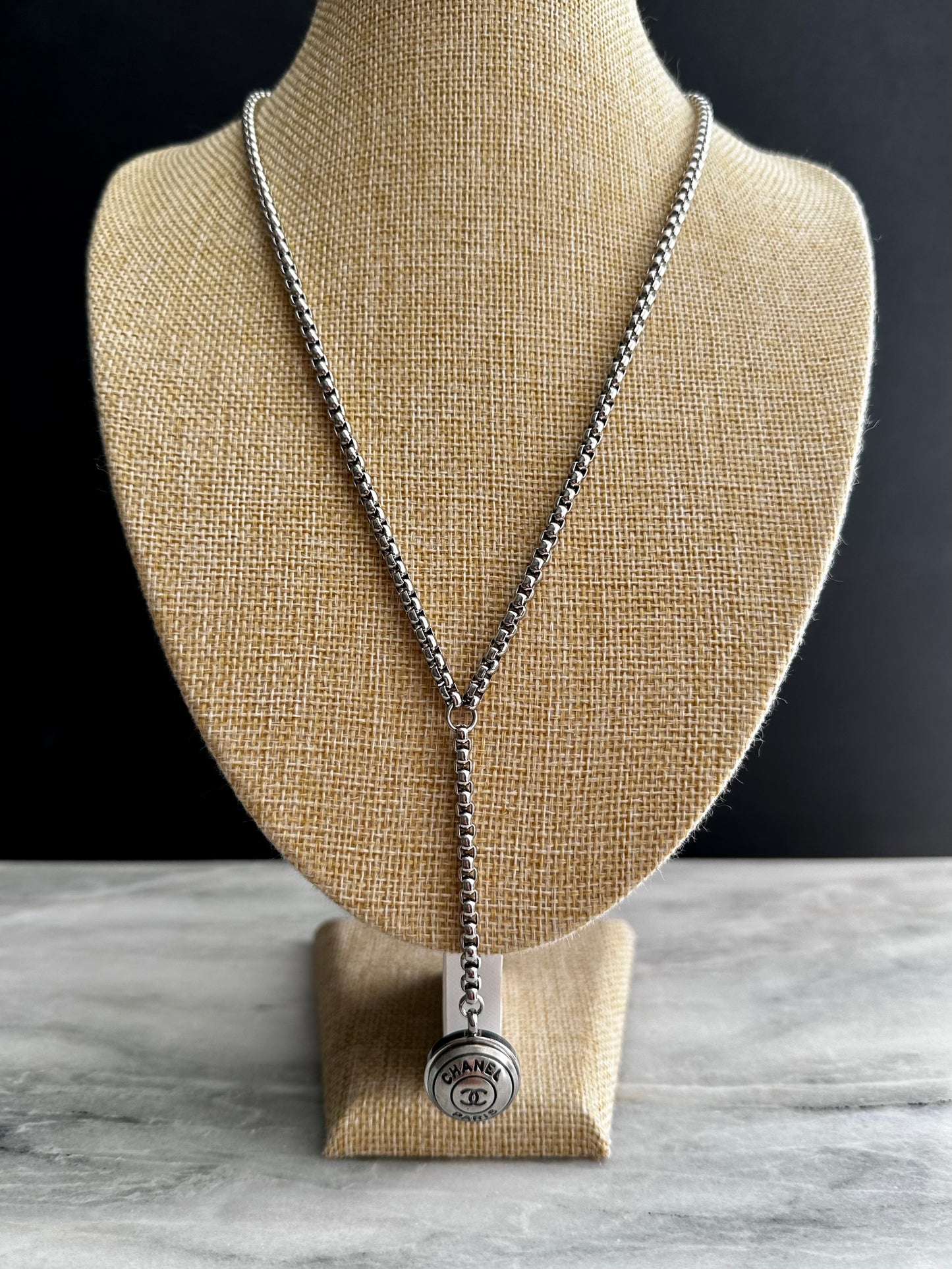 Authentic Reworked silver Button Necklace