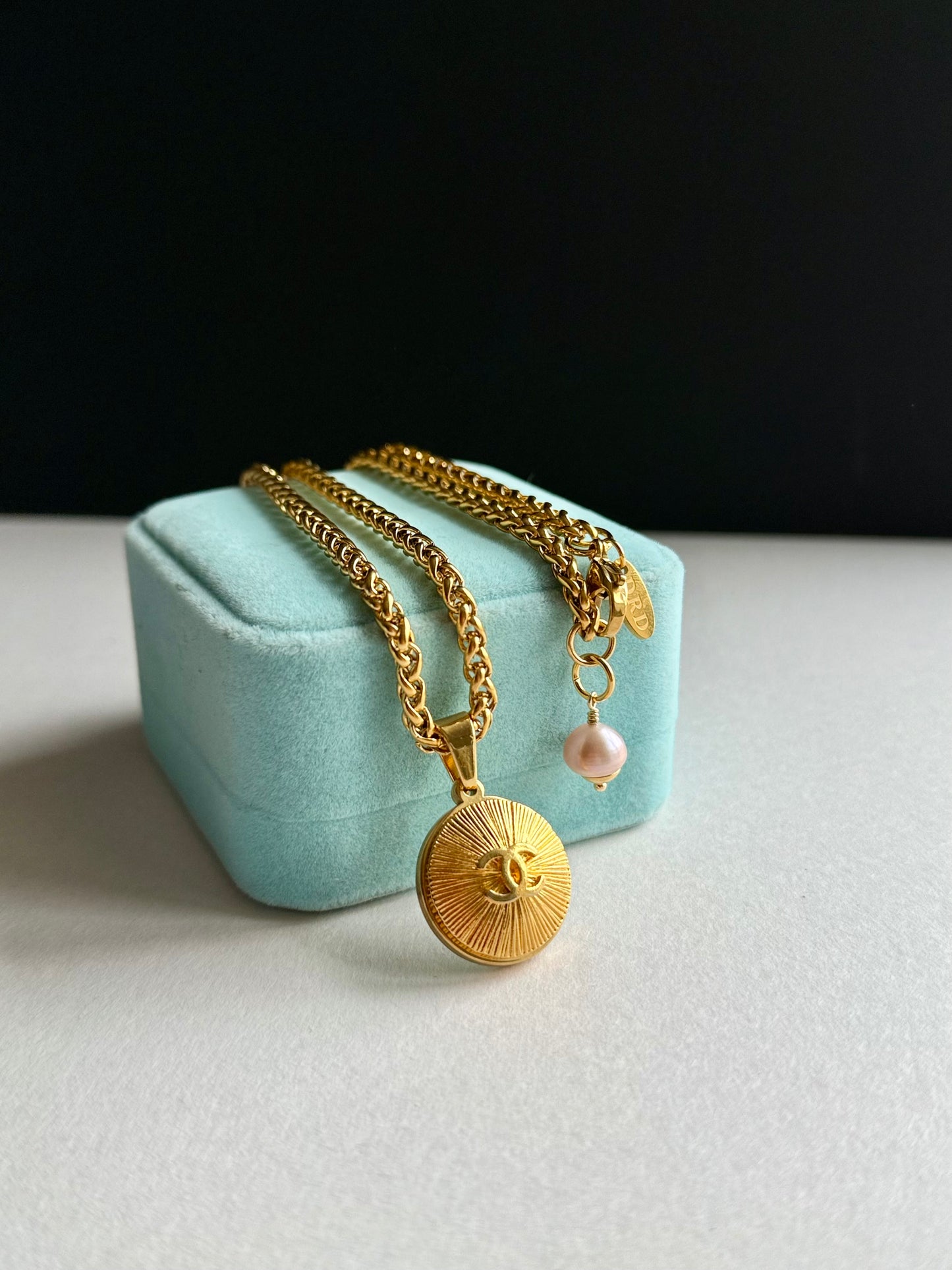 Vintage Authentic reworked Gold button Necklace