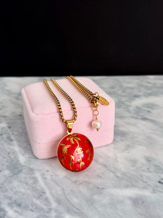 🧡 HUGE EXTREMELY RARE reworked orange button necklace