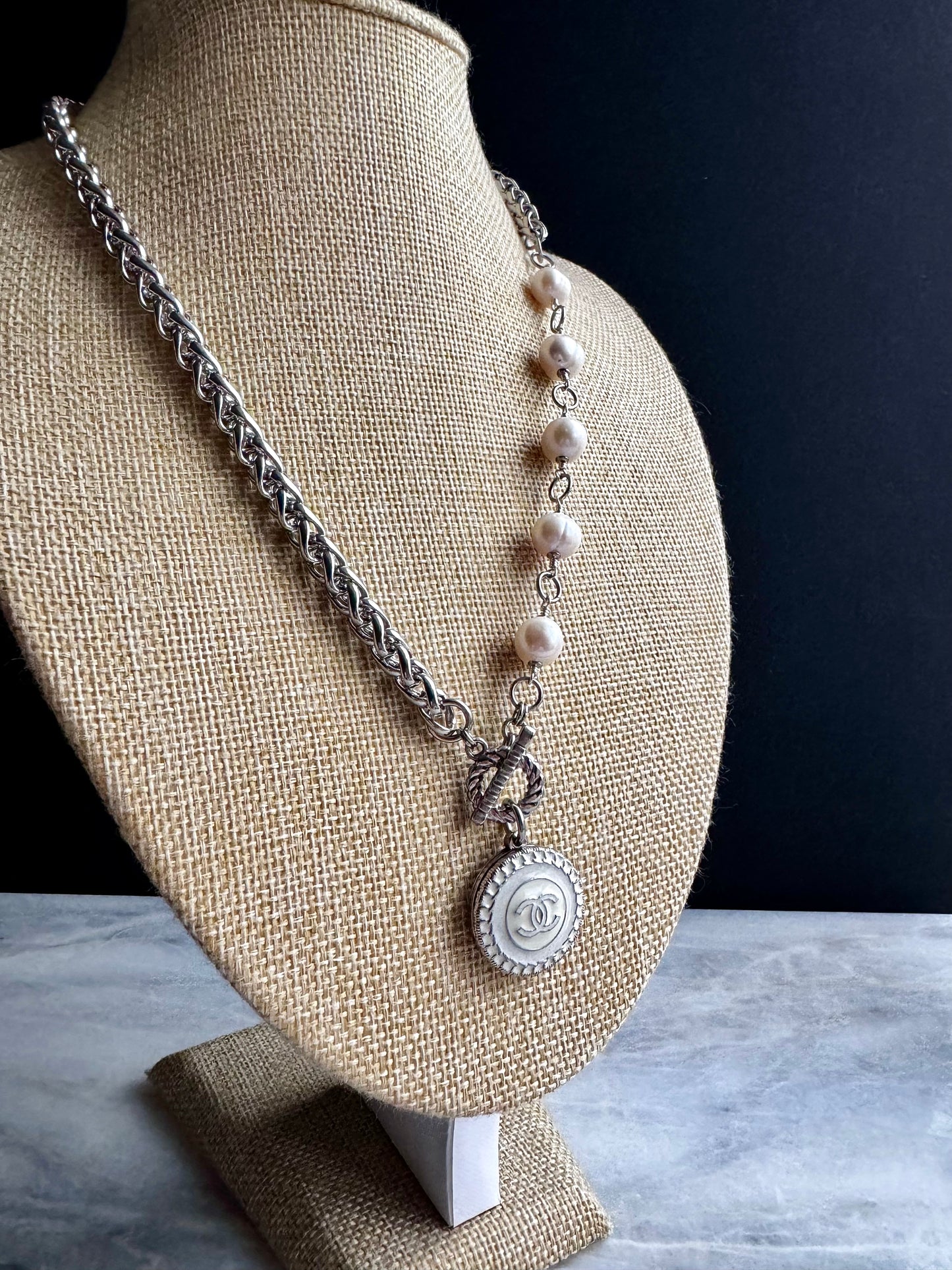 Extremely rare Authentic Reworked silver Button Necklace