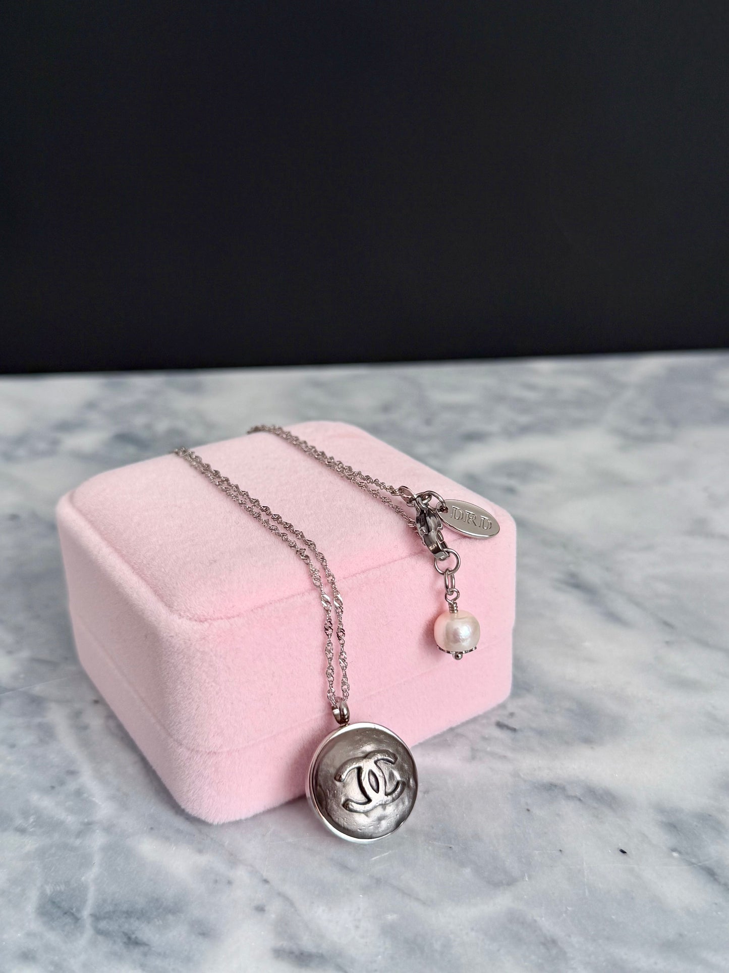 🖤 Reworked Authentic sterling silver button necklace with sterling silver chain