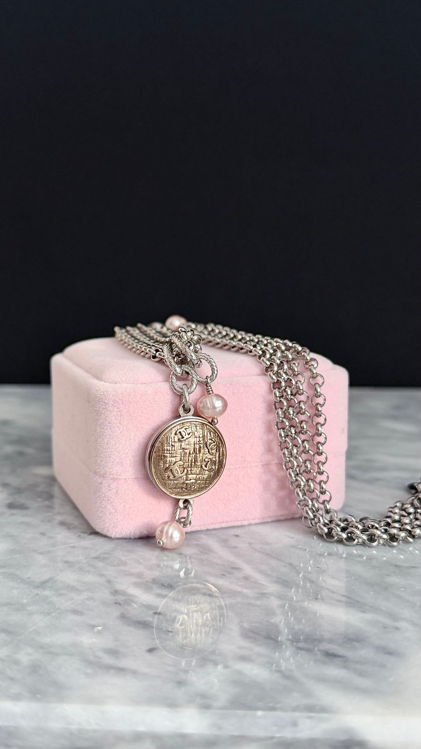 ✨ MIXED METAL Extremely rare Authentic Reworked silver Button Necklace