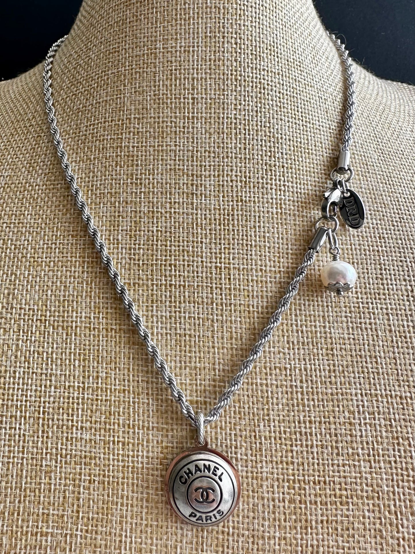 Authentic Reworked silver Button Necklace