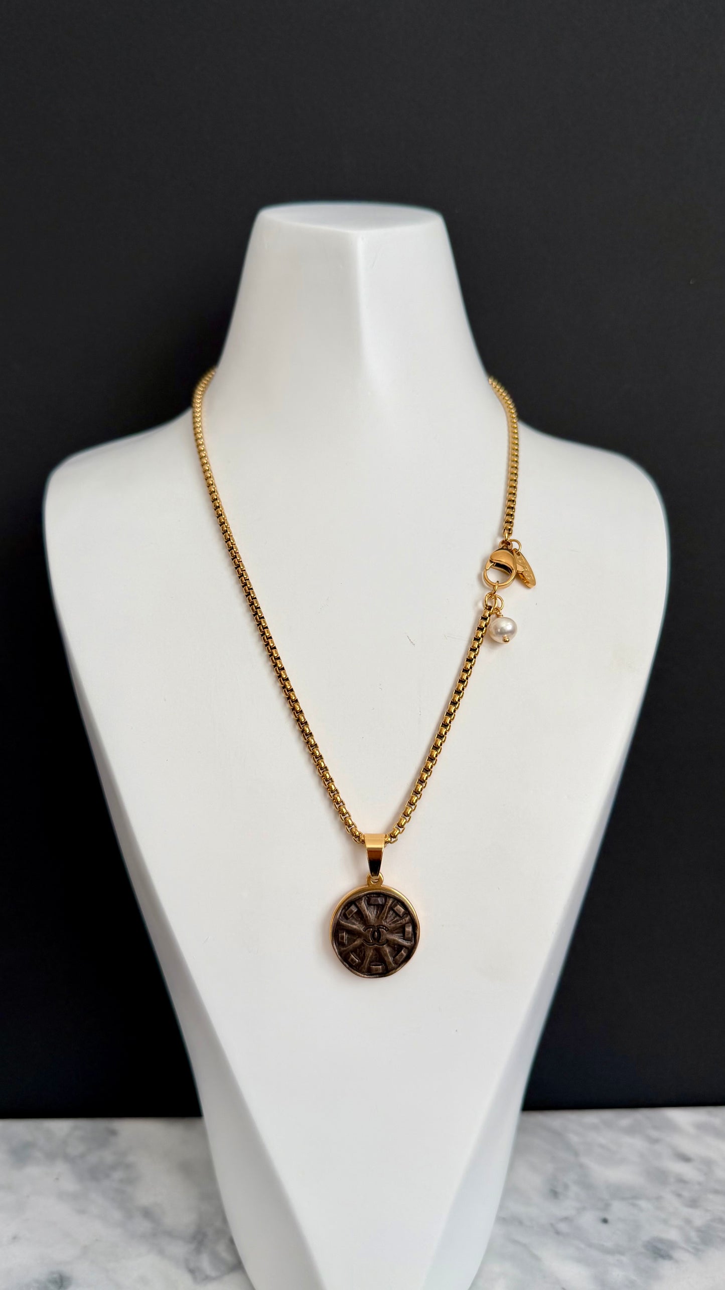 ✨ Vintage Authentic reworked Antique Gold button Necklace