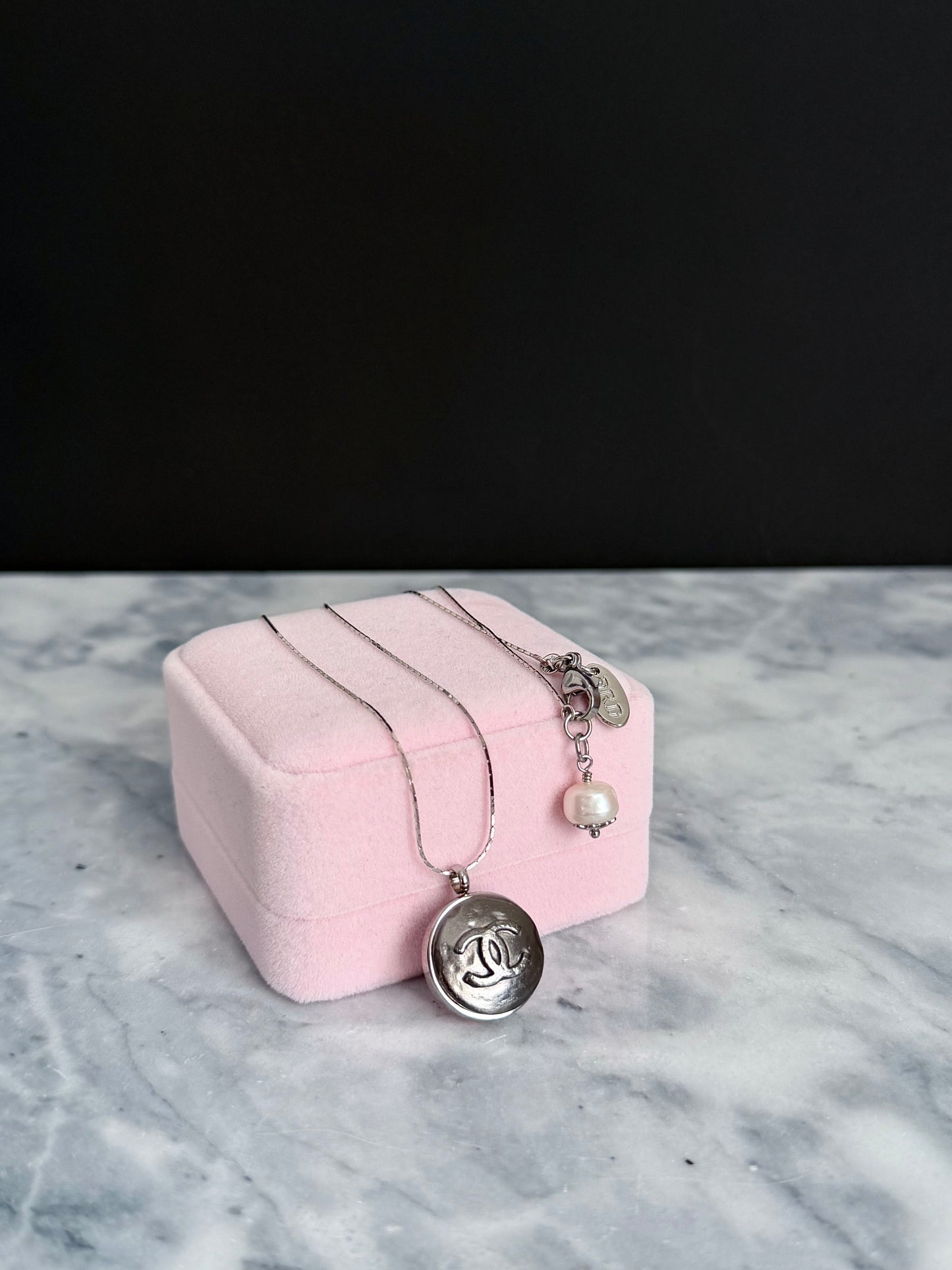 🖤 Reworked Authentic sterling silver button necklace with sterling silver chain