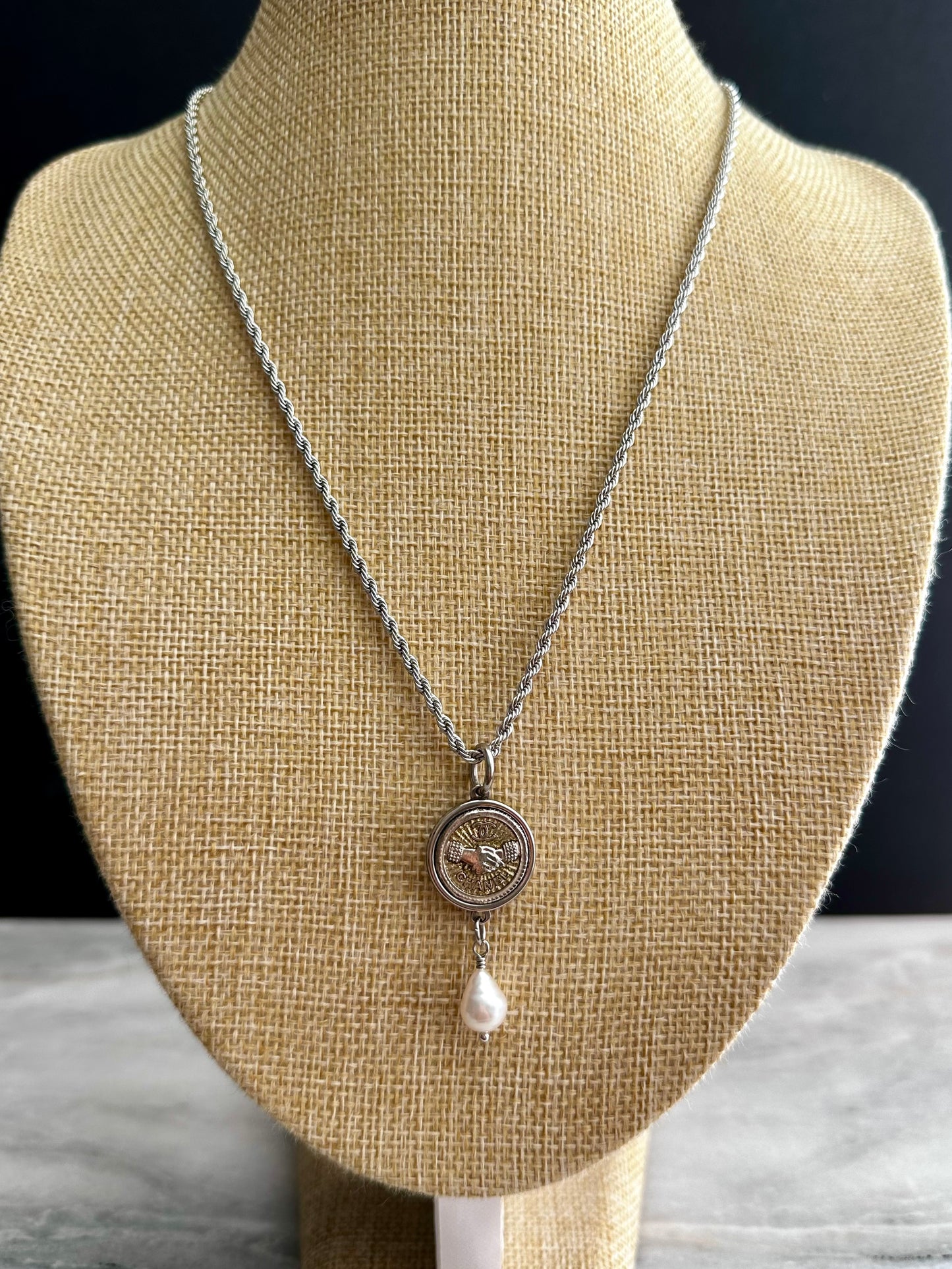 Authentic Reworked silver Button Necklace