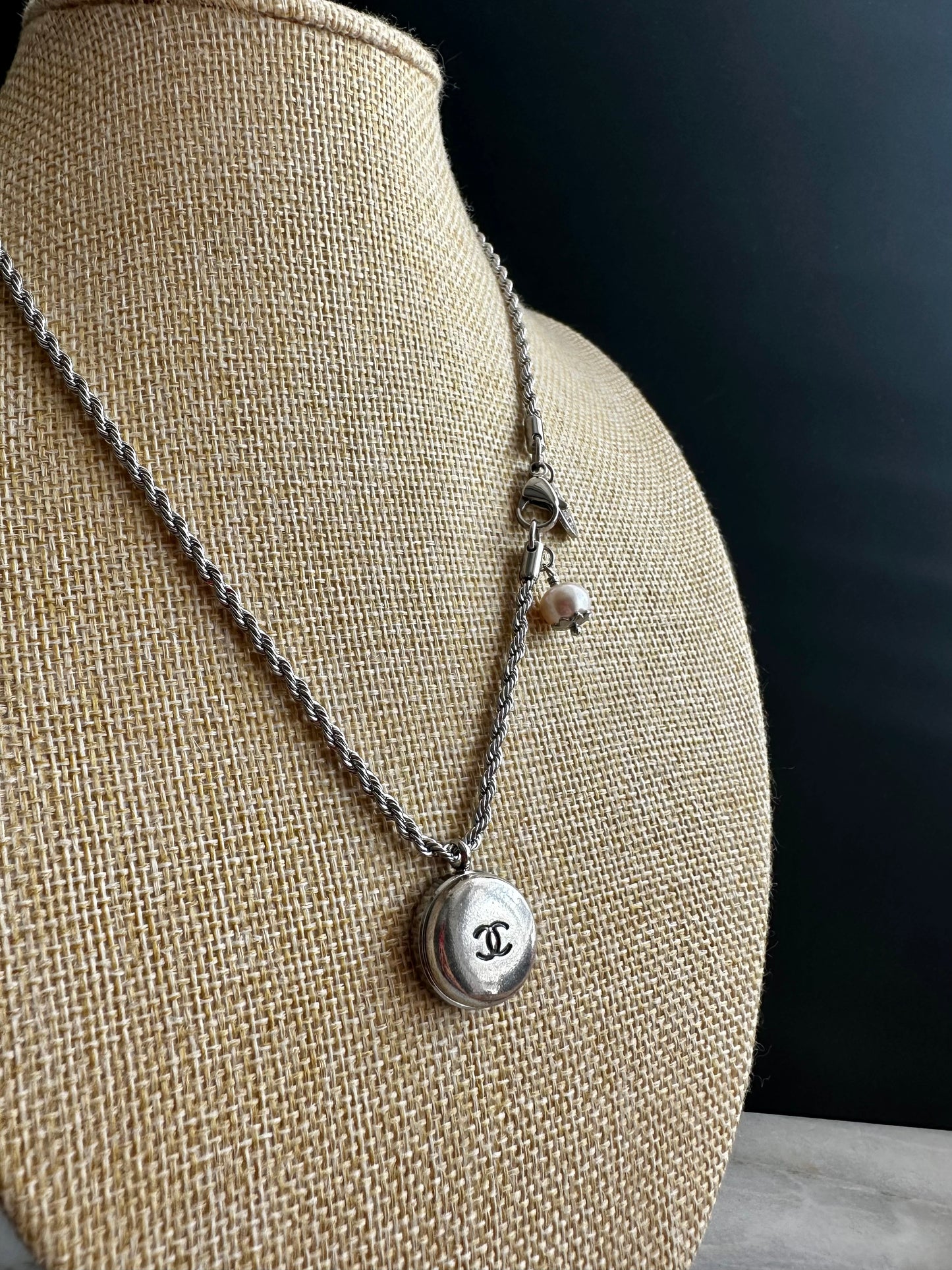 Authentic Reworked silver Button Necklace