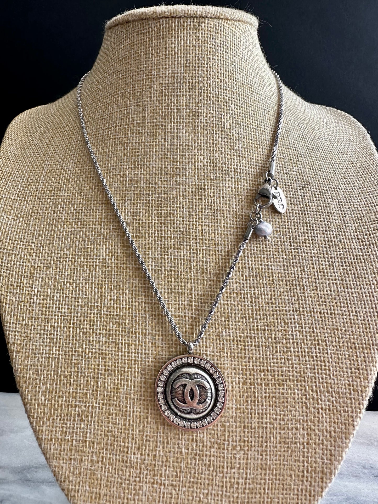 Authentic Reworked silver Button Necklace