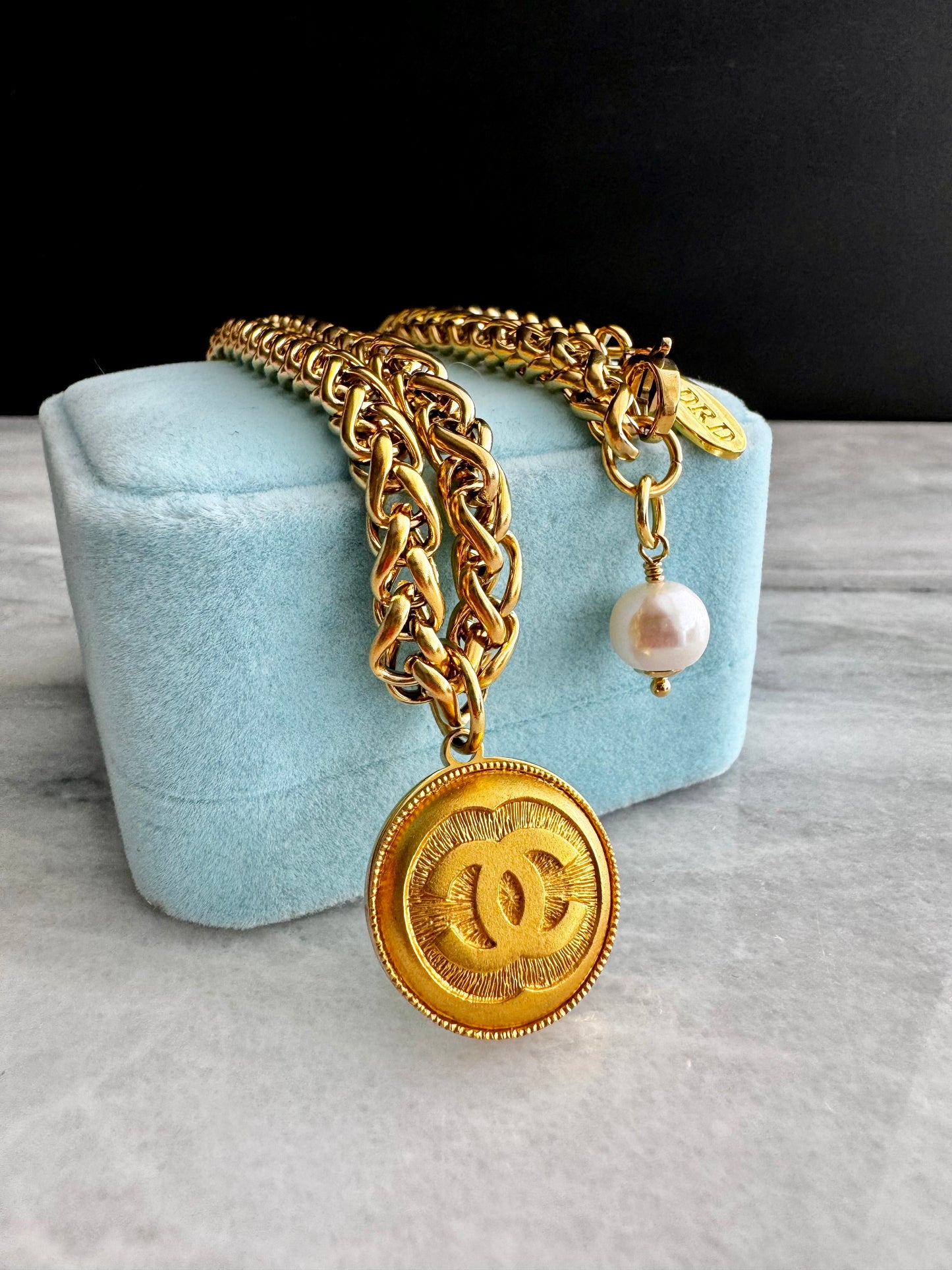 SUPER RARE Vintage Authentic reworked Gold button Necklace