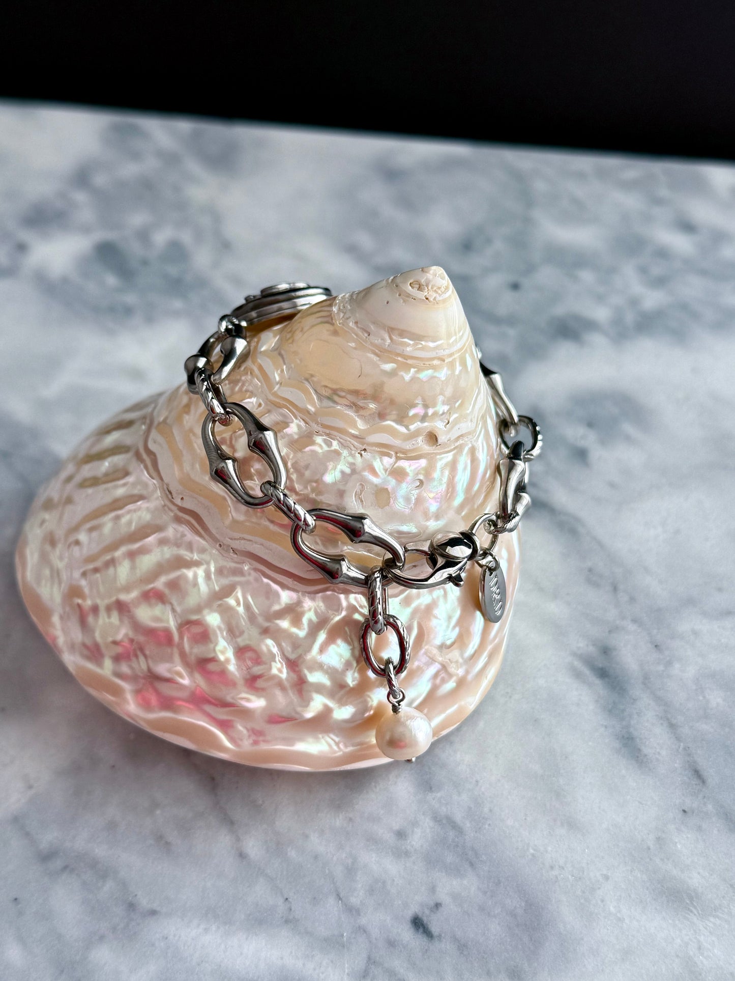 ✨ONE OF A KIND silver reworked button bracelet • large unique non tarnish chain