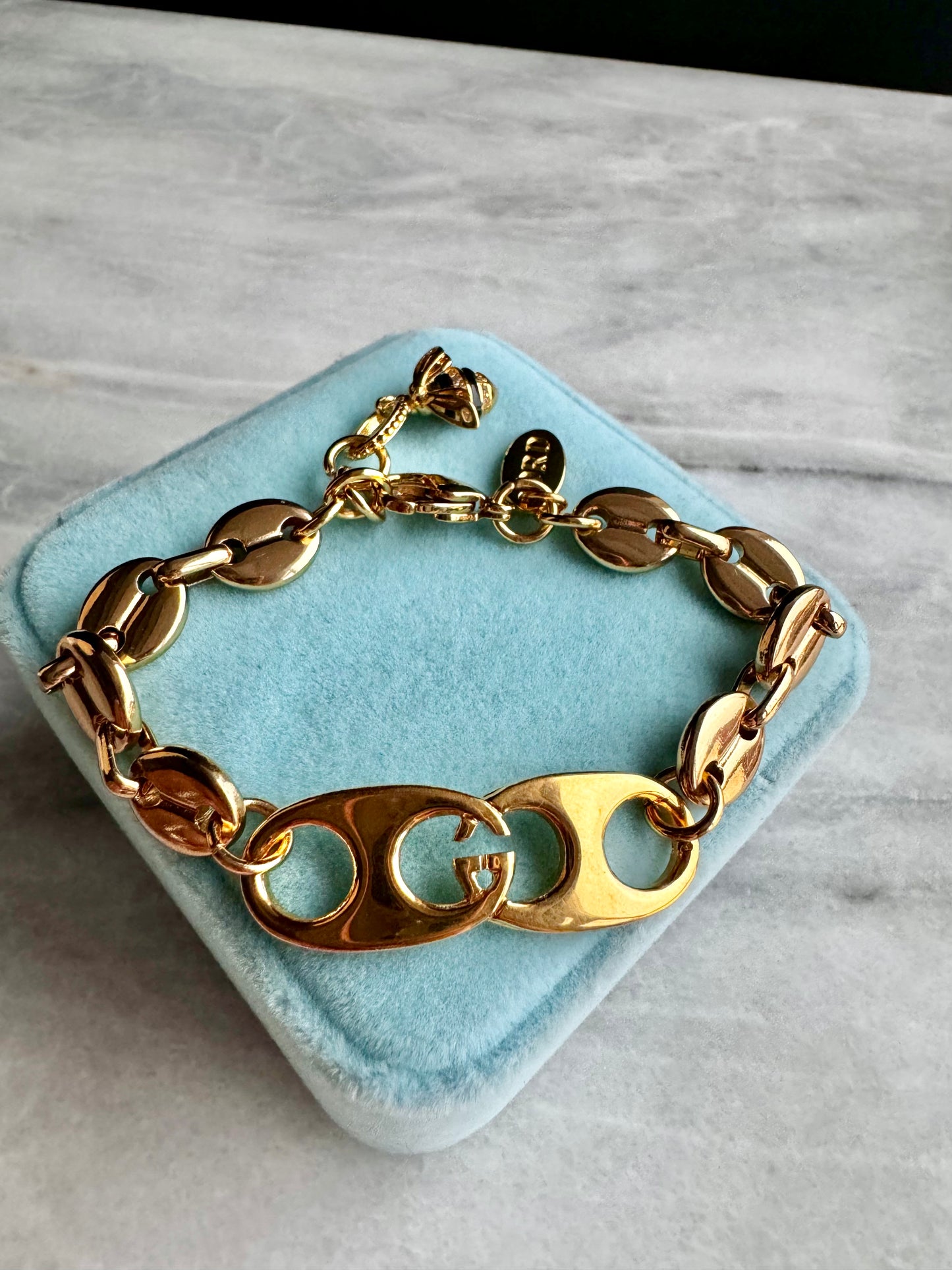 Gold Gucci chunky Authentic Reworked button bracelet