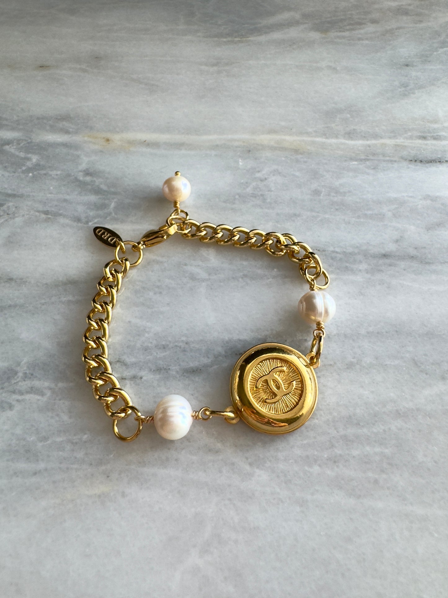 Gold chunky Authentic Reworked button bracelet