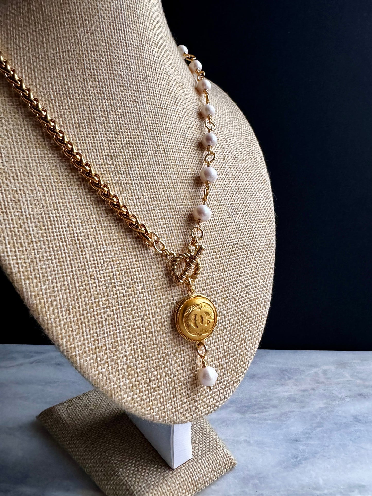 HUGE SUPER RARE Vintage Authentic reworked Gold button Necklace