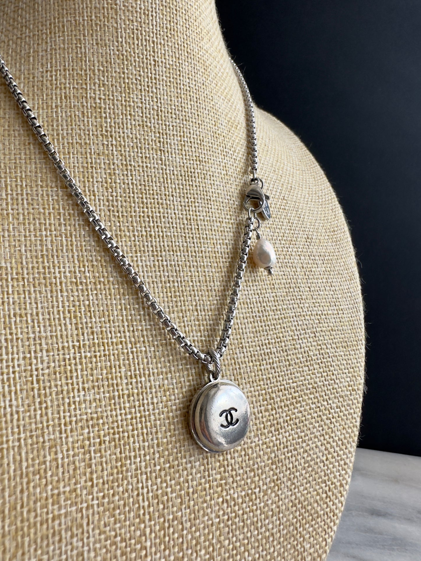 Authentic Reworked silver Button Necklace