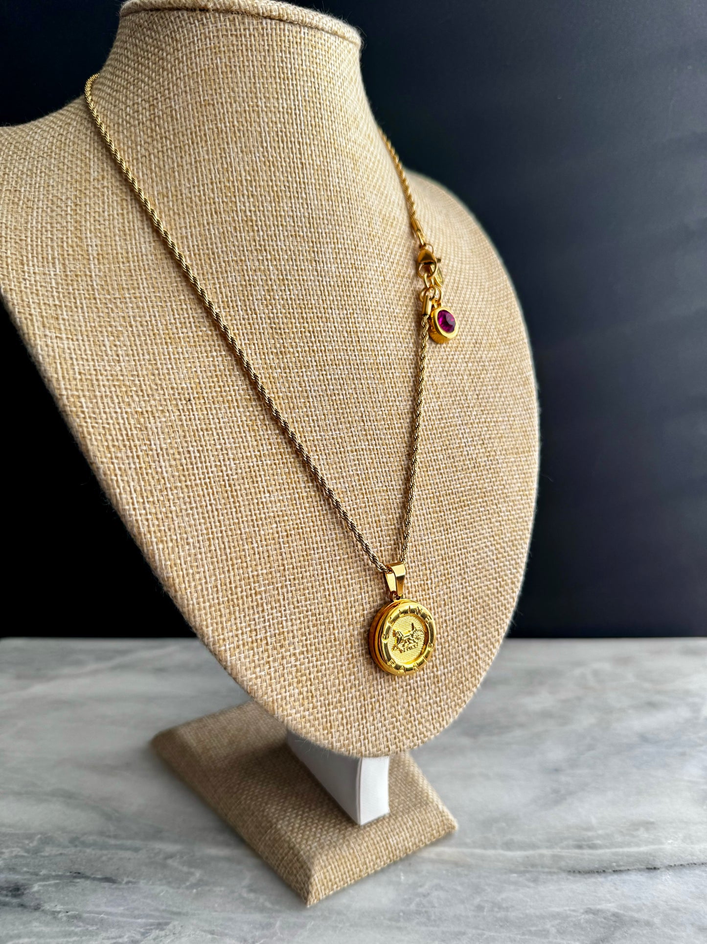 💗 Vintage Authentic reworked Celine Gold button Necklace