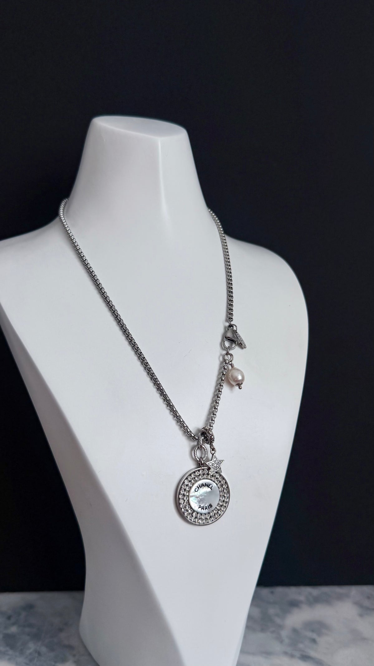 ✨ RARE Large Vintage Authentic reworked silver button Necklace