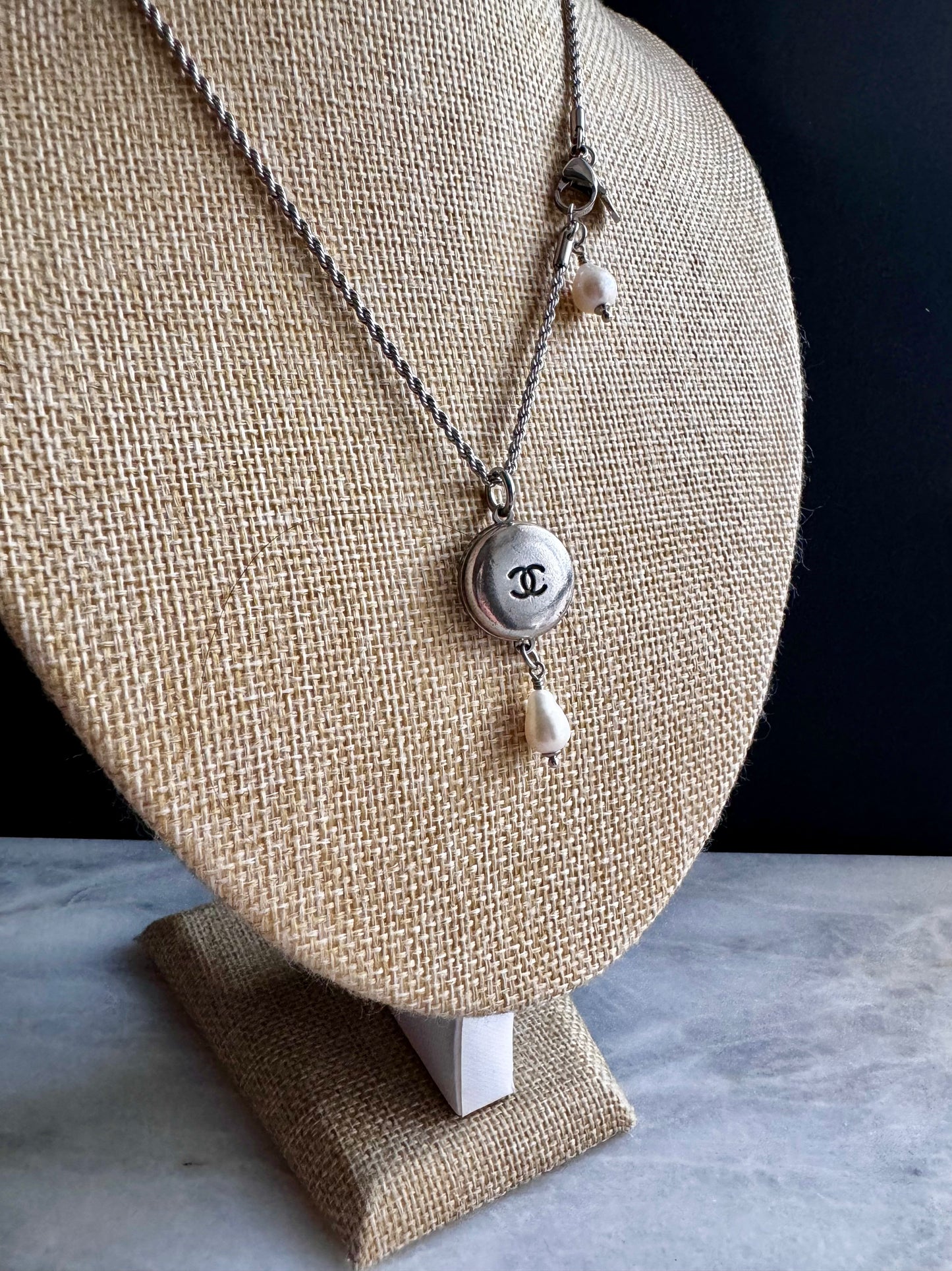 Extremely rare Authentic Reworked silver Button Necklace