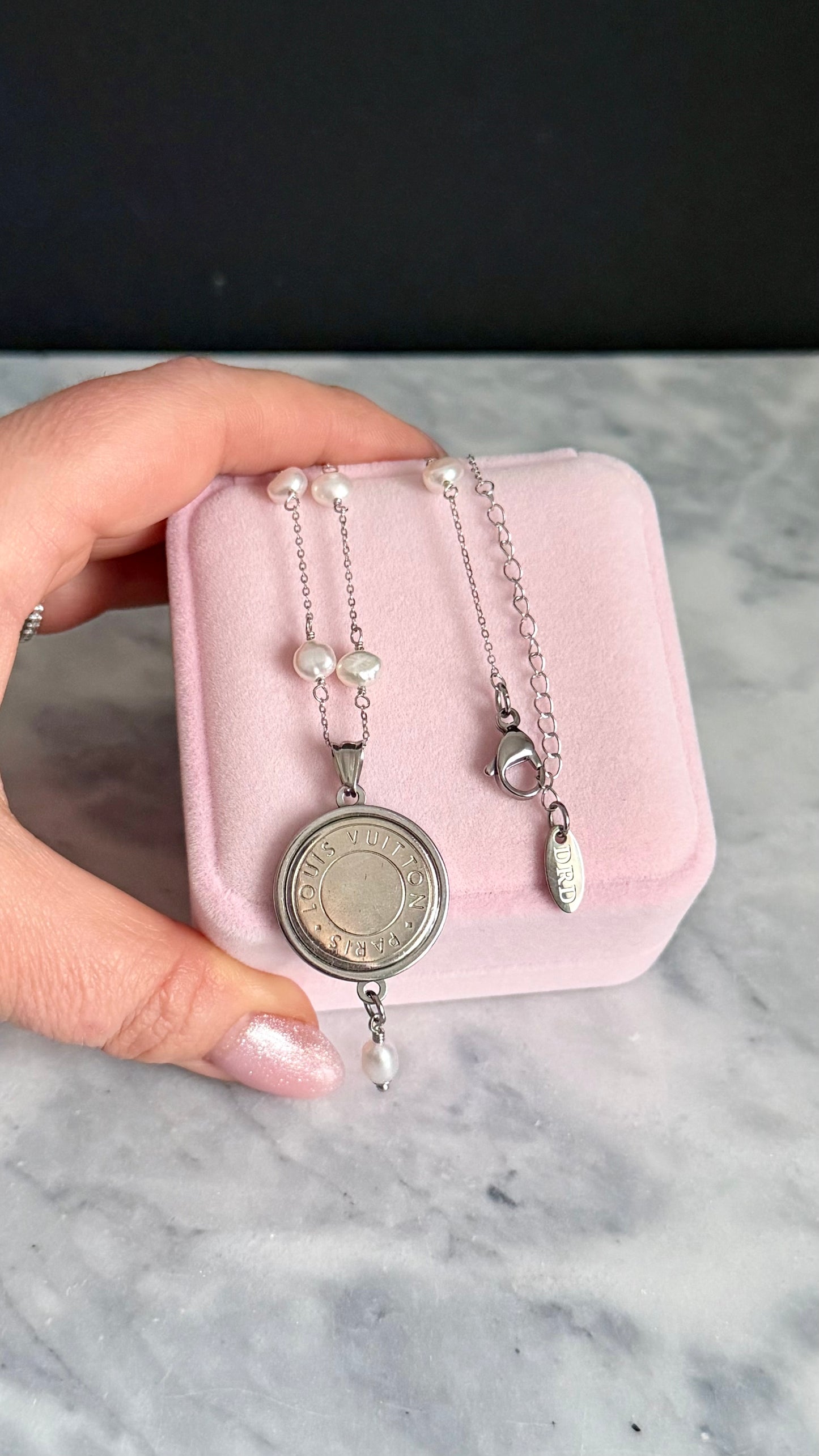 🖤 One of a kind delicate Authentic Reworked button necklace