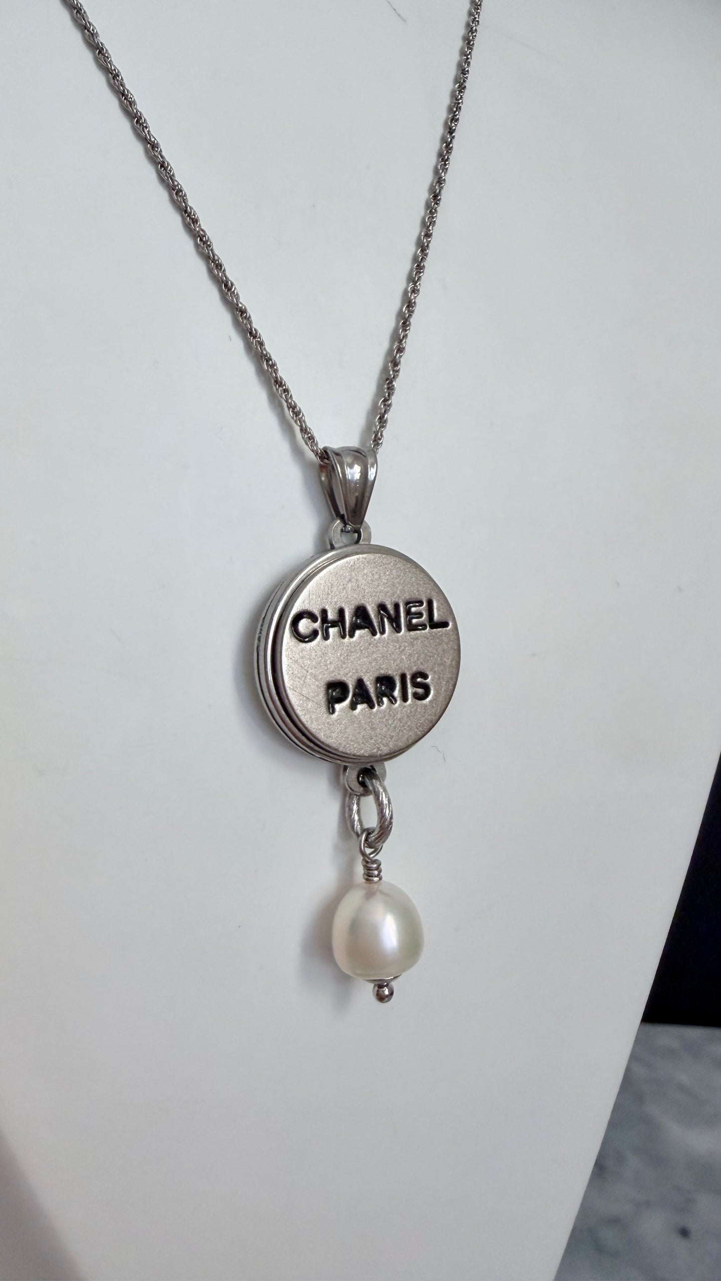 🖤 Reworked Authentic sterling silver button necklace with sterling silver chain