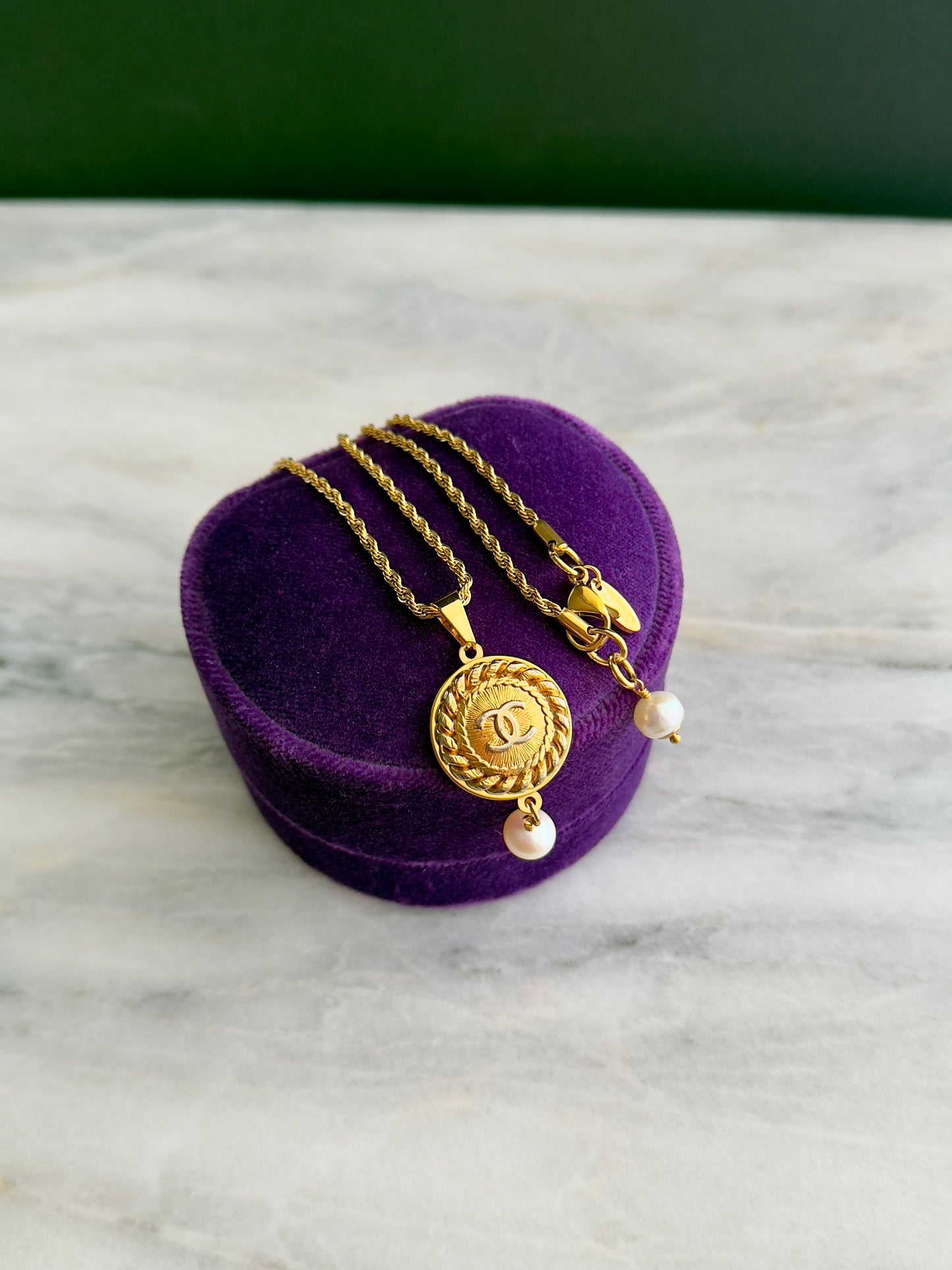 Vintage Authentic reworked Gold button Necklace