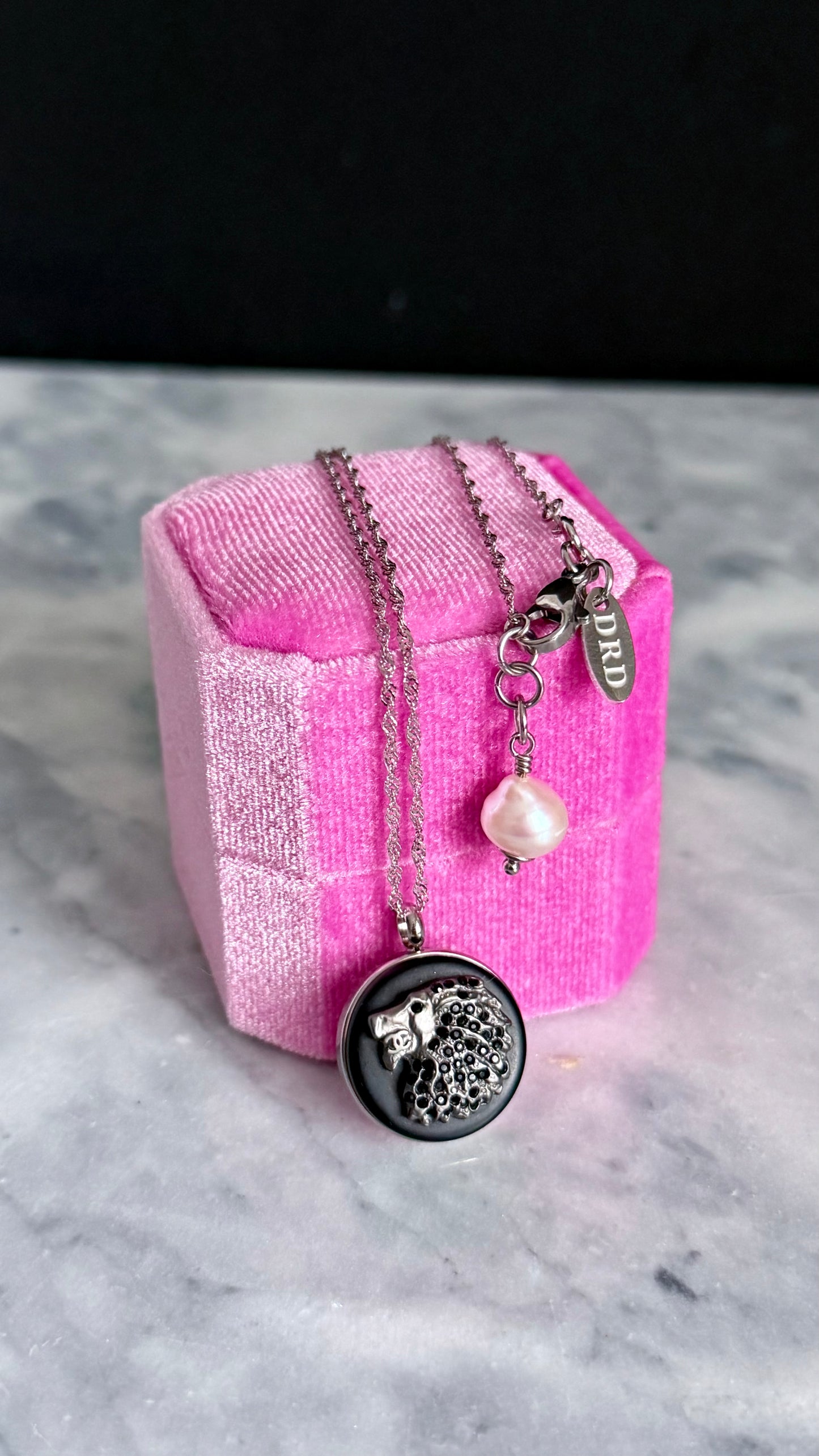 🖤 Reworked Authentic button necklace with sterling silver chain