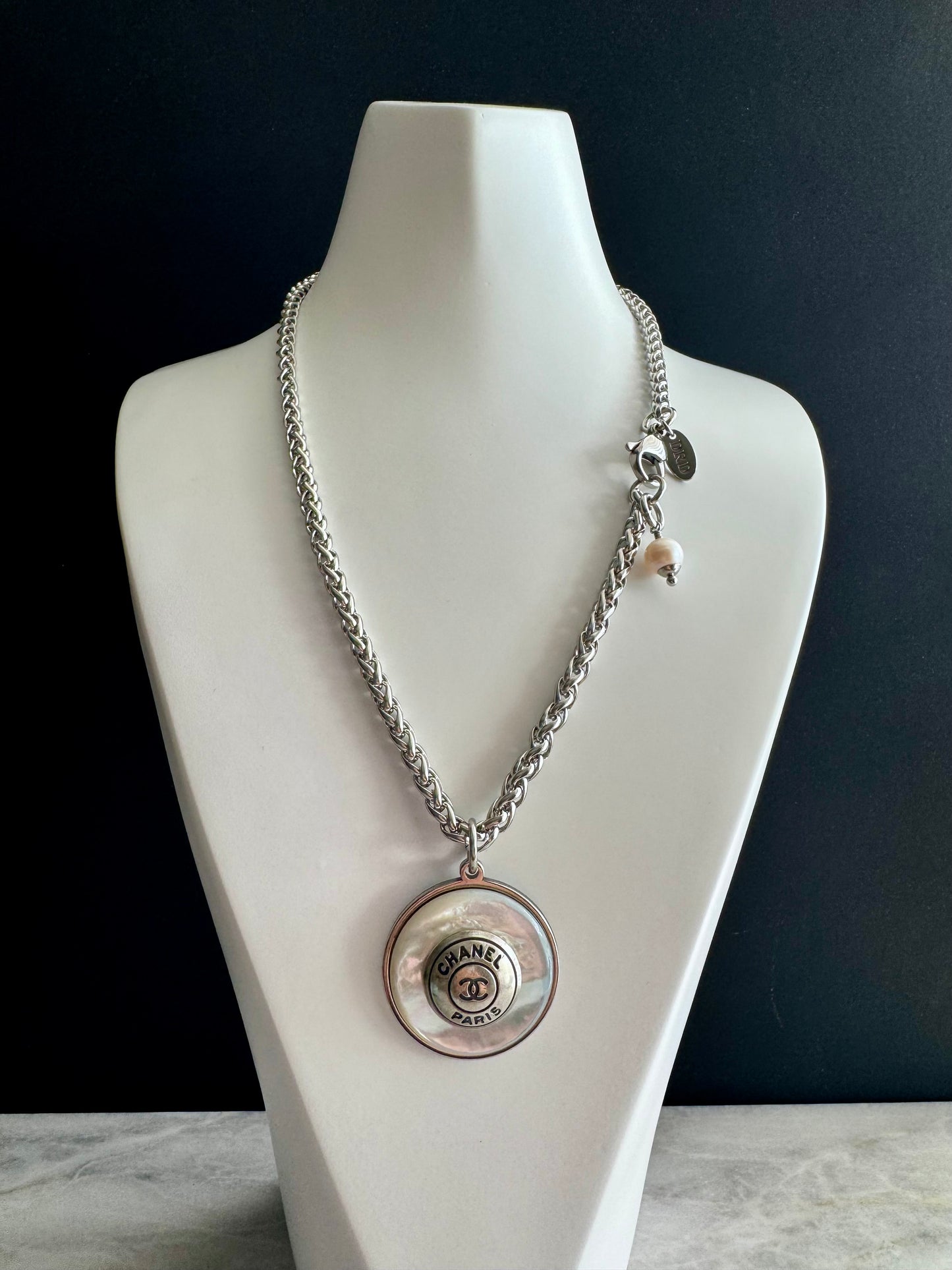 MOTHER OF PEARL One of a kind Authentic Reworked button necklace