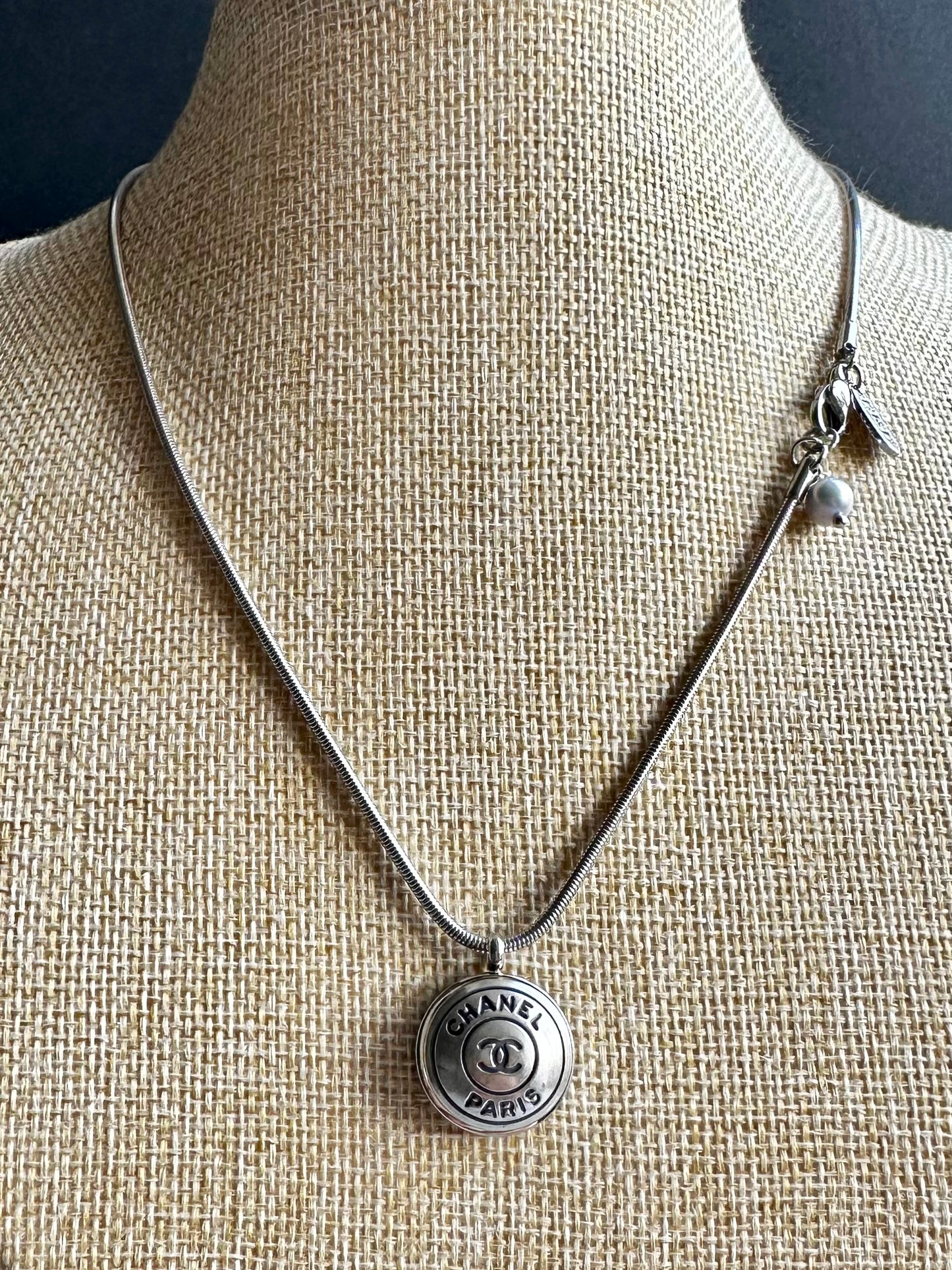 Authentic Reworked silver Button Necklace