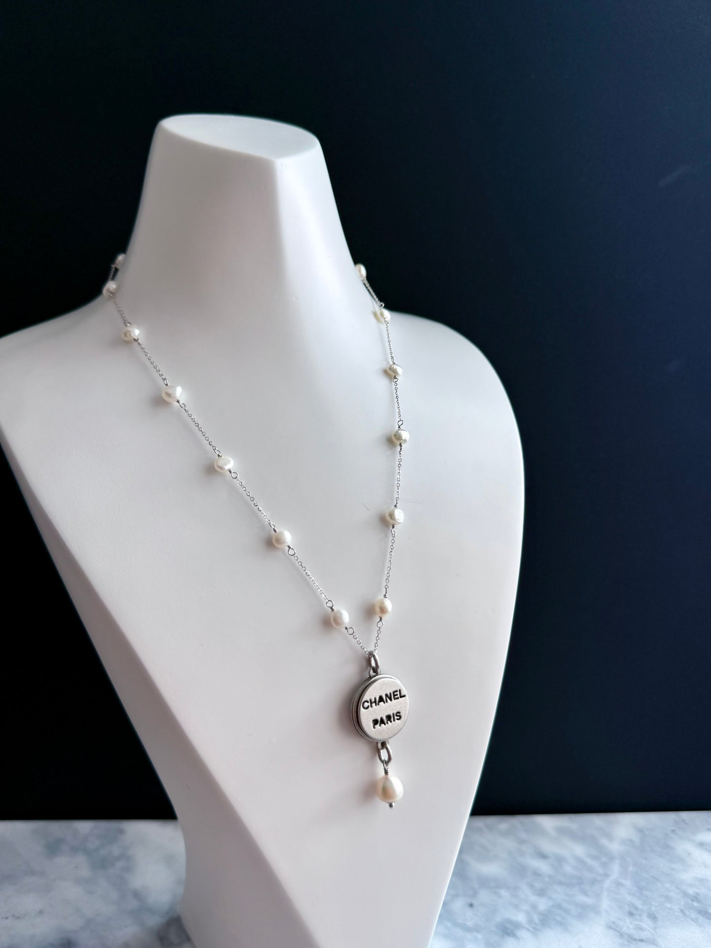 🤍 One of a kind Authentic Reworked button pearl necklace