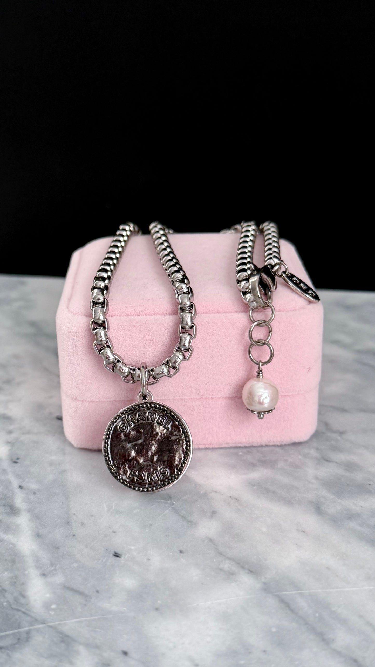 🤍 ONE OF A KIND - Authentic Reworked silver Button Double wrap Necklace