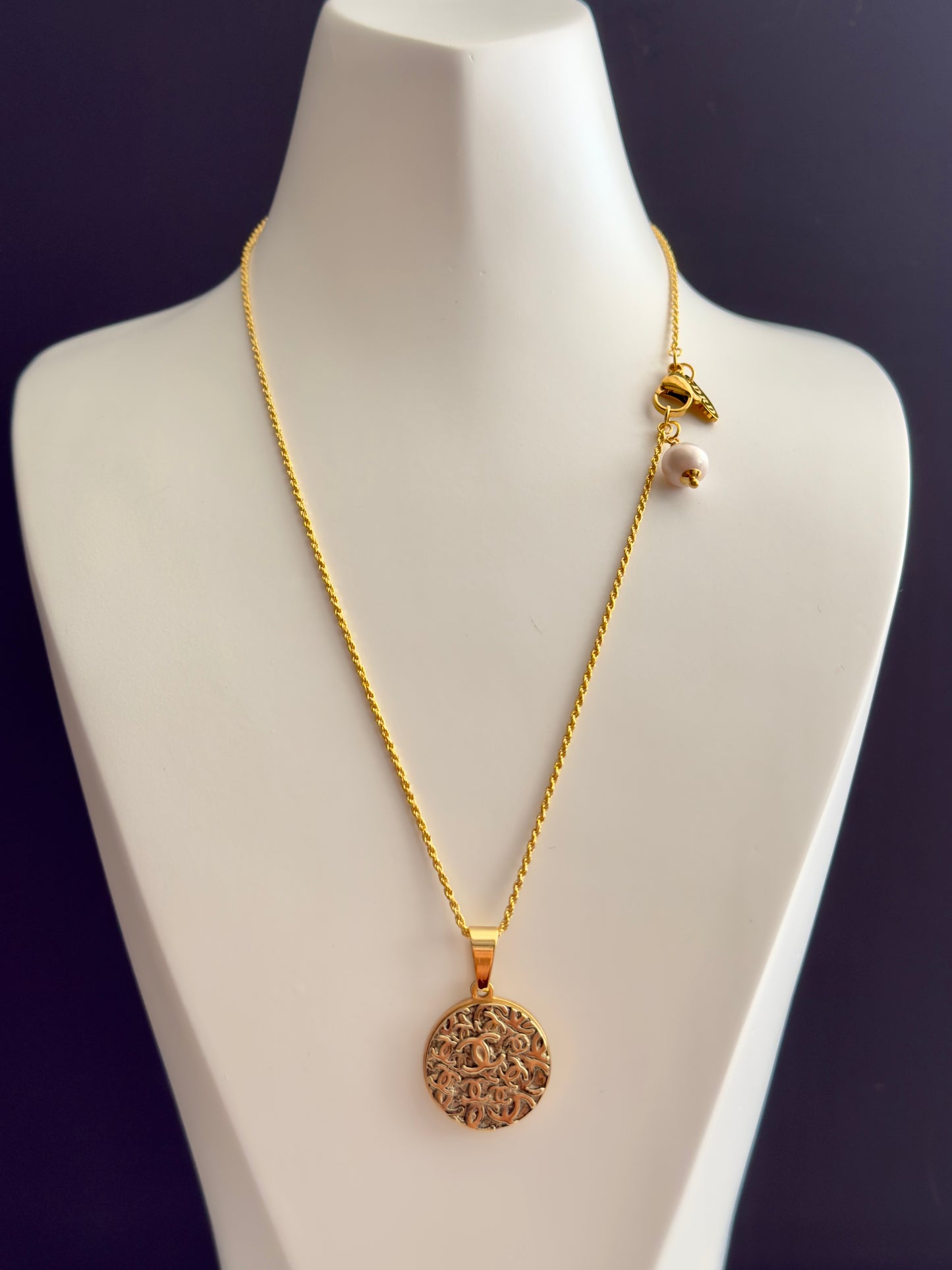 Vintage Authentic reworked Gold button Necklace