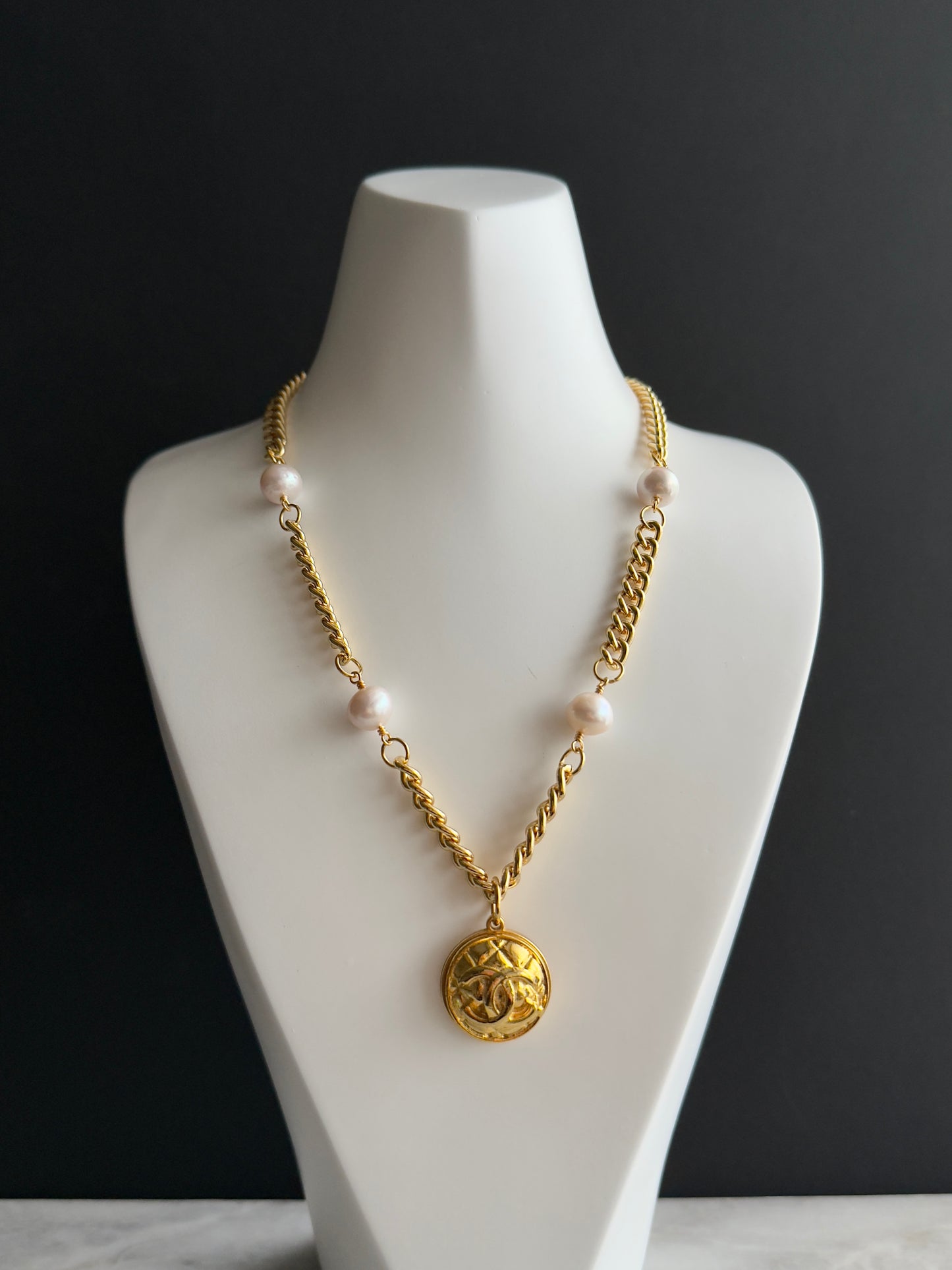 Extremely rare Authentic Reworked gold Button Necklace