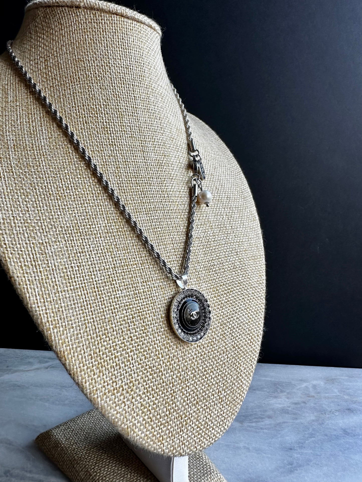 Authentic Reworked silver Button Necklace