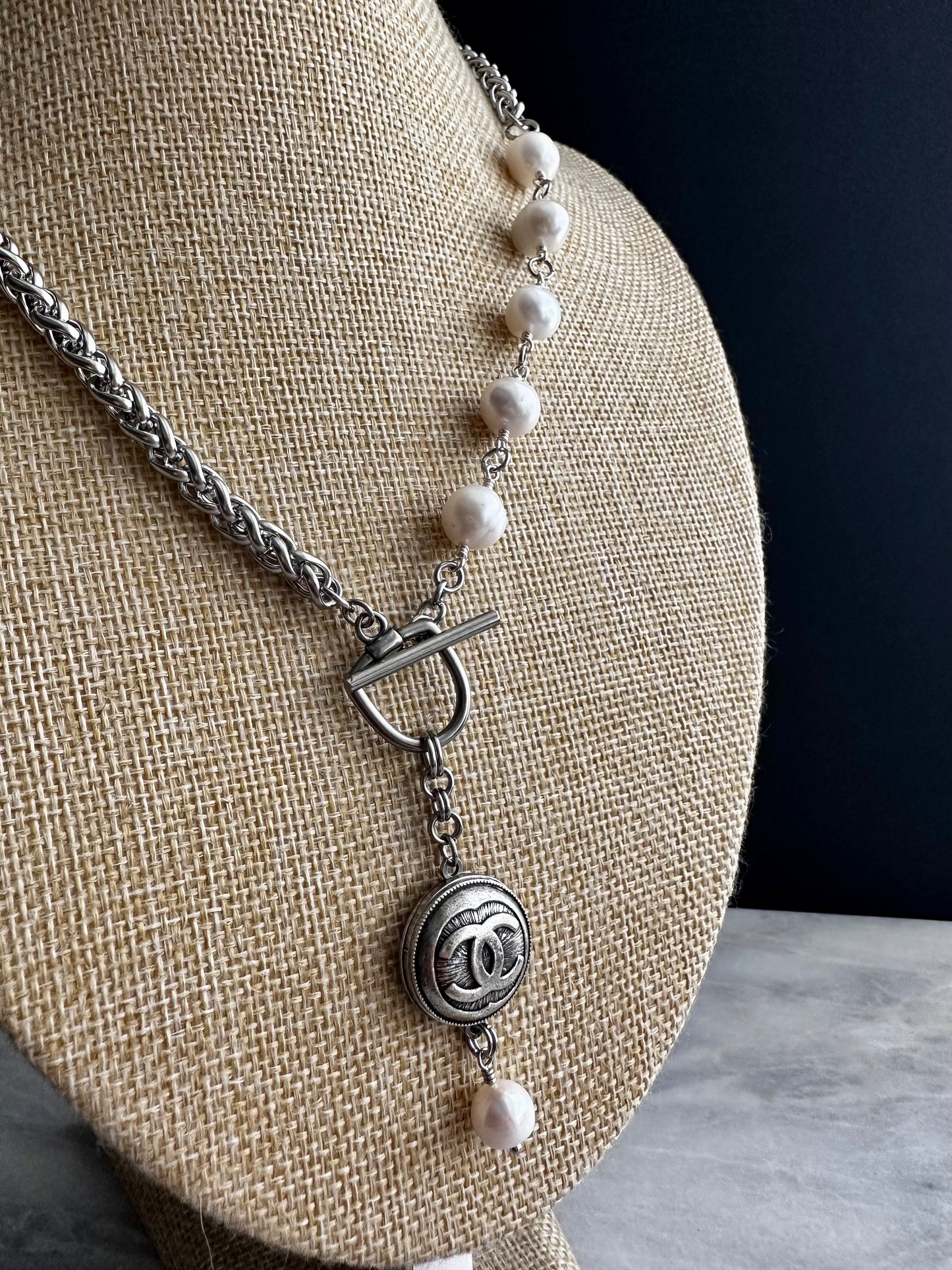 Extremely rare Authentic Reworked silver Button Necklace