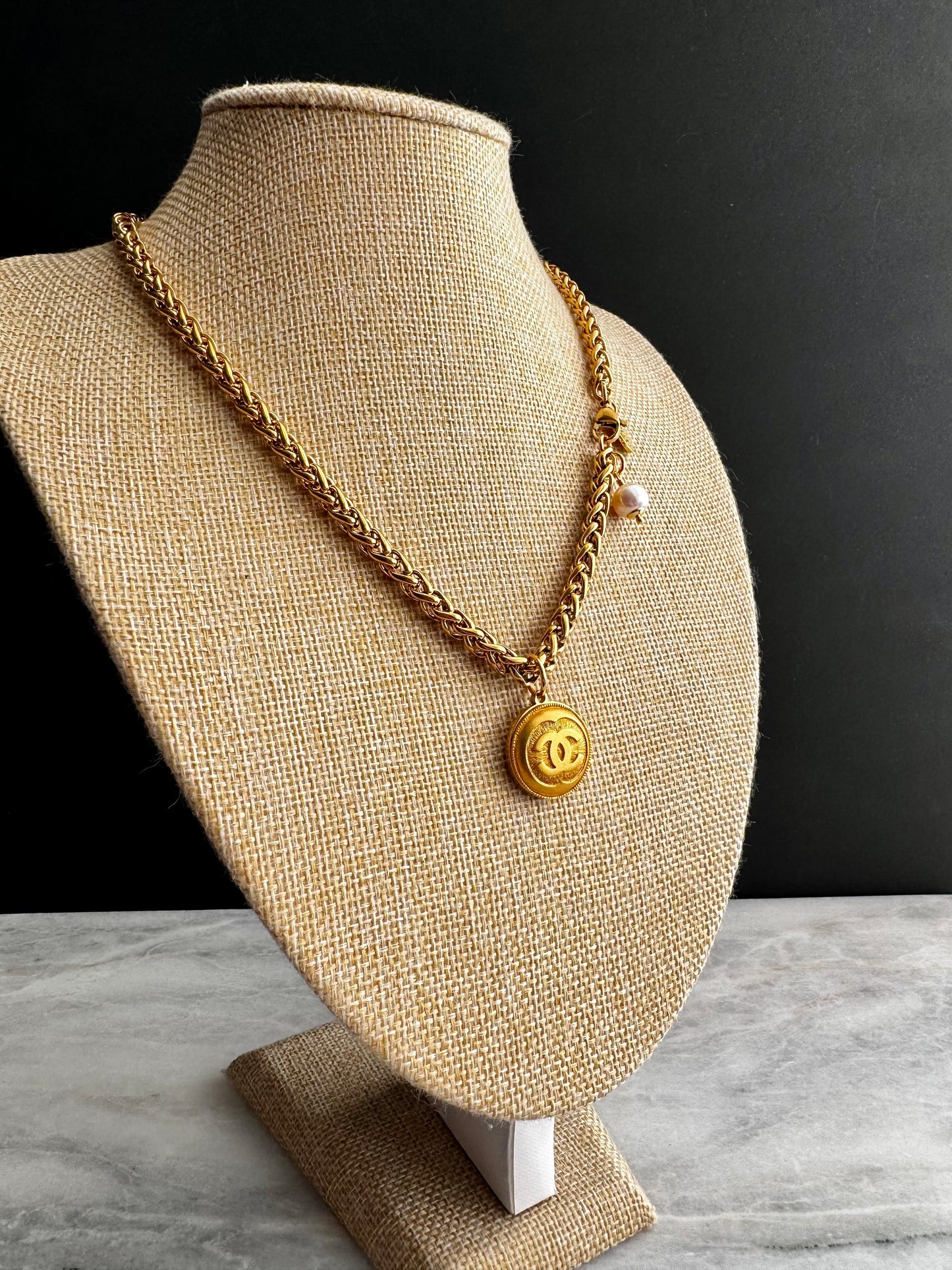 SUPER RARE Vintage Authentic reworked Gold button Necklace