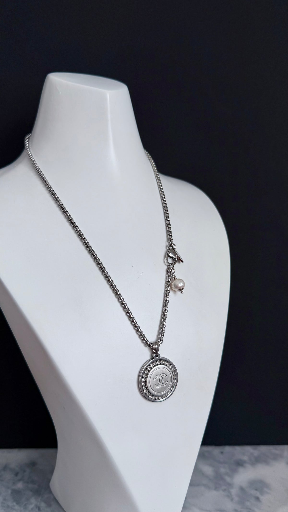 ✨ RARE Large Vintage Authentic reworked silver button Necklace