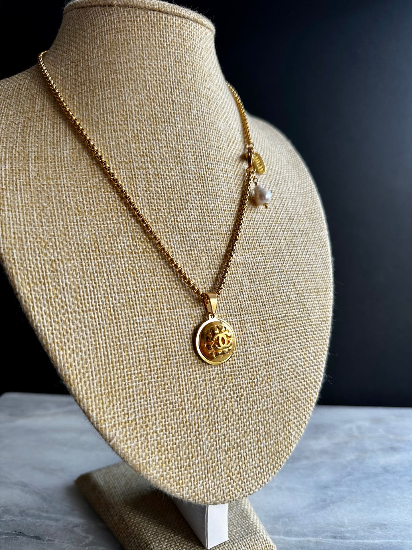 Super rare Vintage Authentic reworked Gold button Necklace