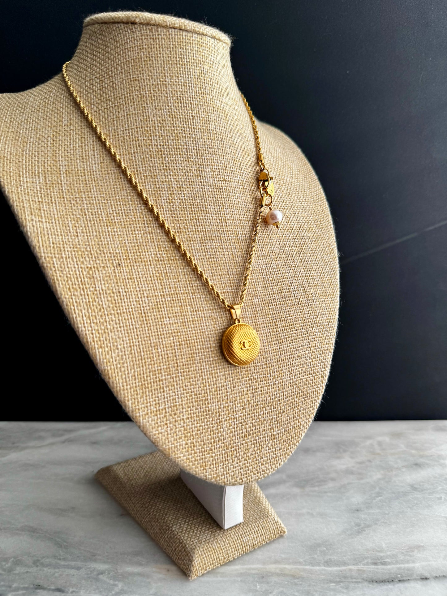 Vintage Authentic reworked Gold button Necklace