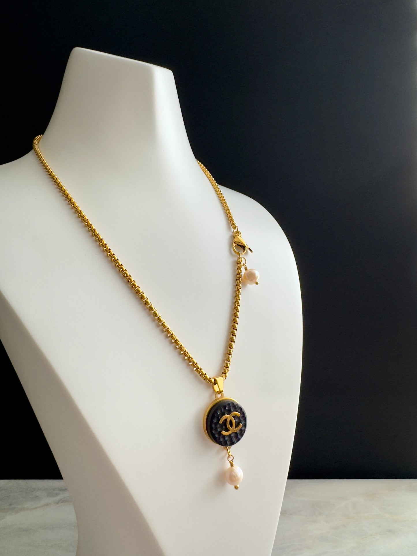 Vintage Authentic reworked Gold button Necklace