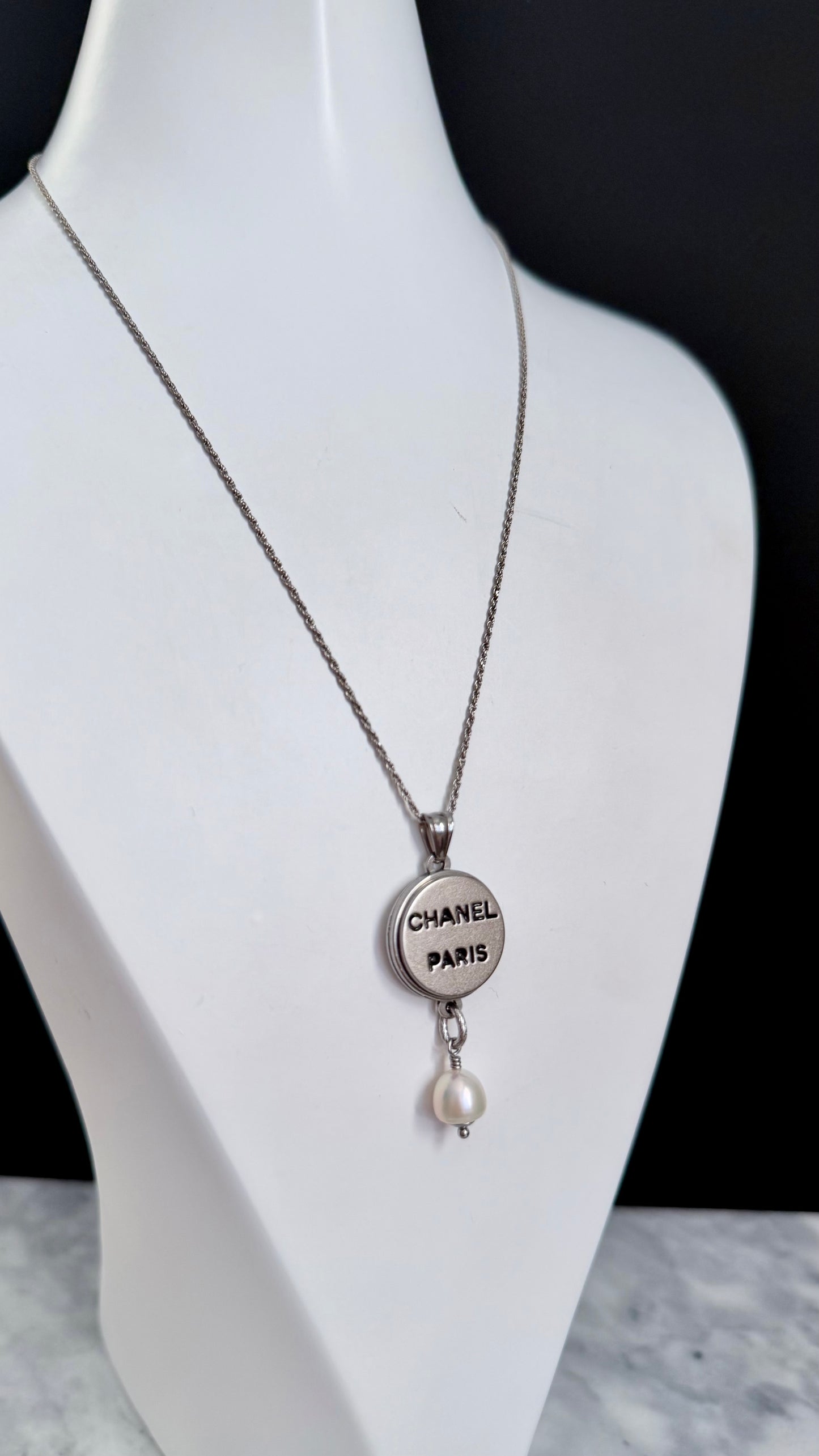 🖤 Reworked Authentic sterling silver button necklace with sterling silver chain