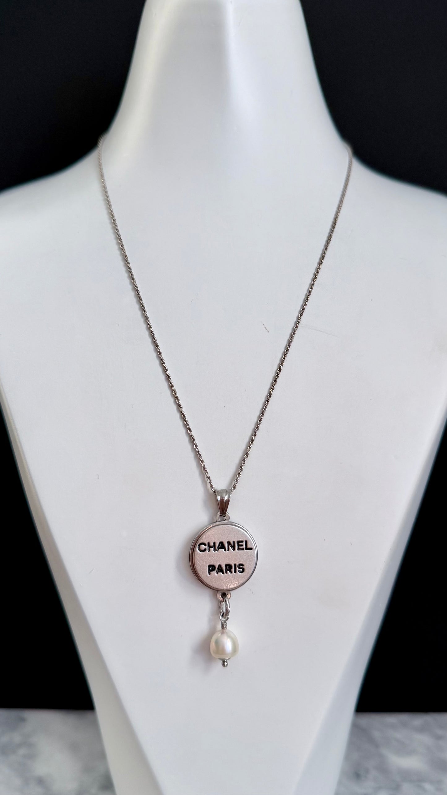 🖤 Reworked Authentic sterling silver button necklace with sterling silver chain