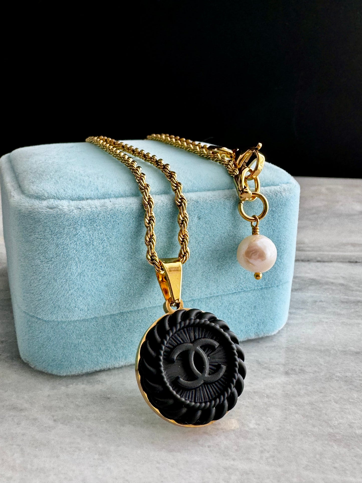 Large Vintage Authentic reworked Gold button Necklace