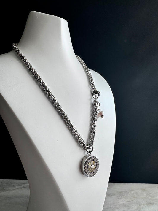 Authentic Reworked silver Button Necklace