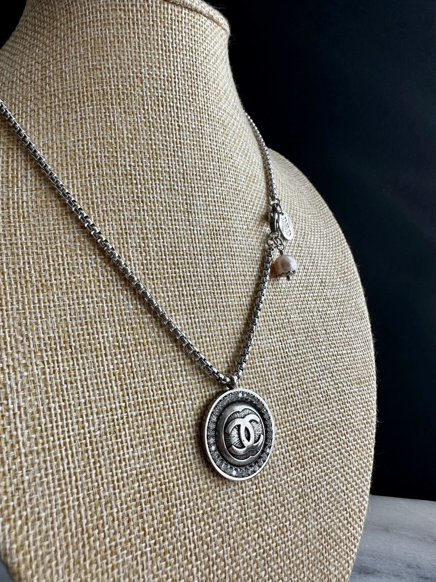 Authentic Reworked silver Button Necklace