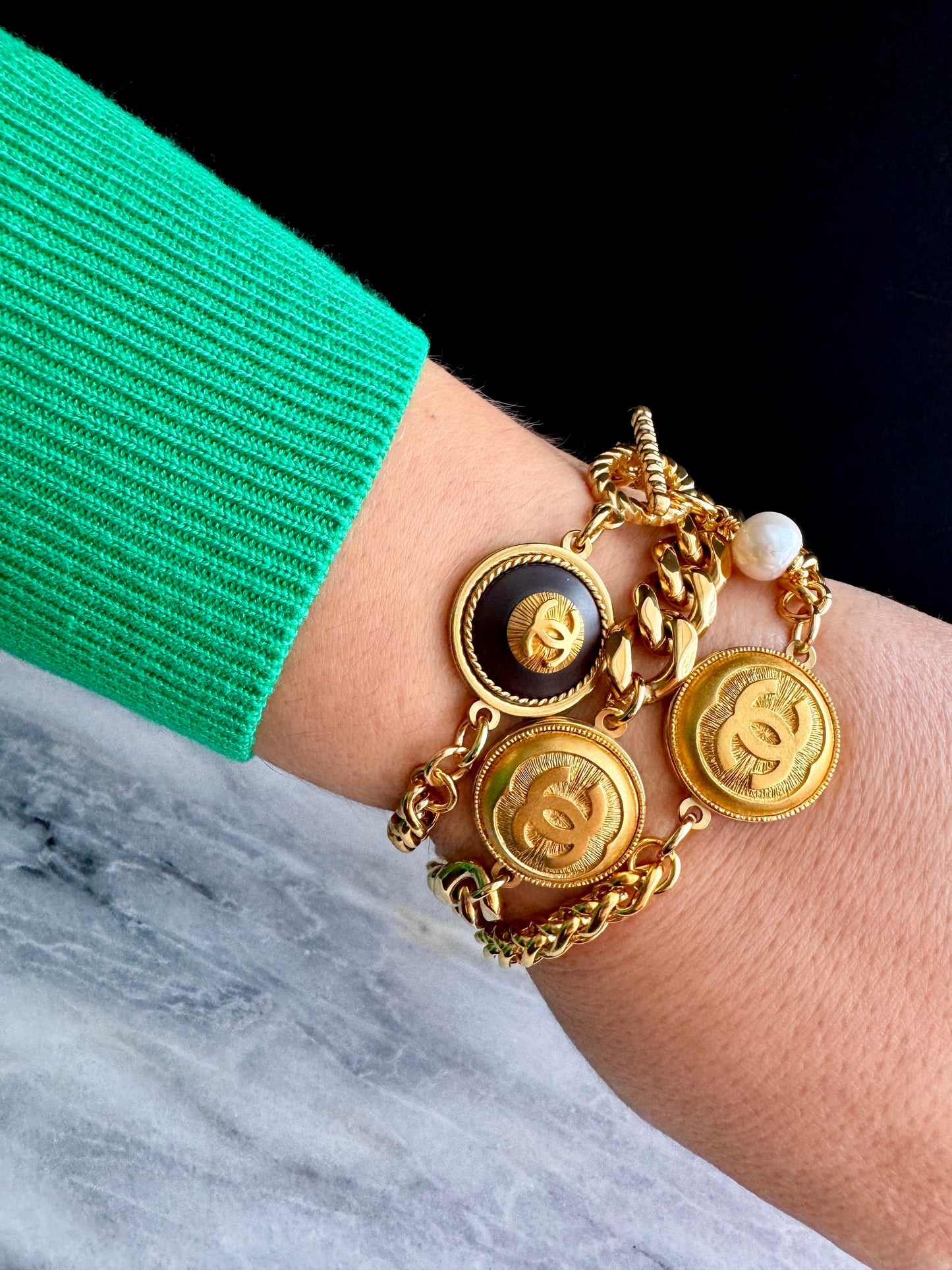 Gold super chunky Authentic Reworked button bracelet