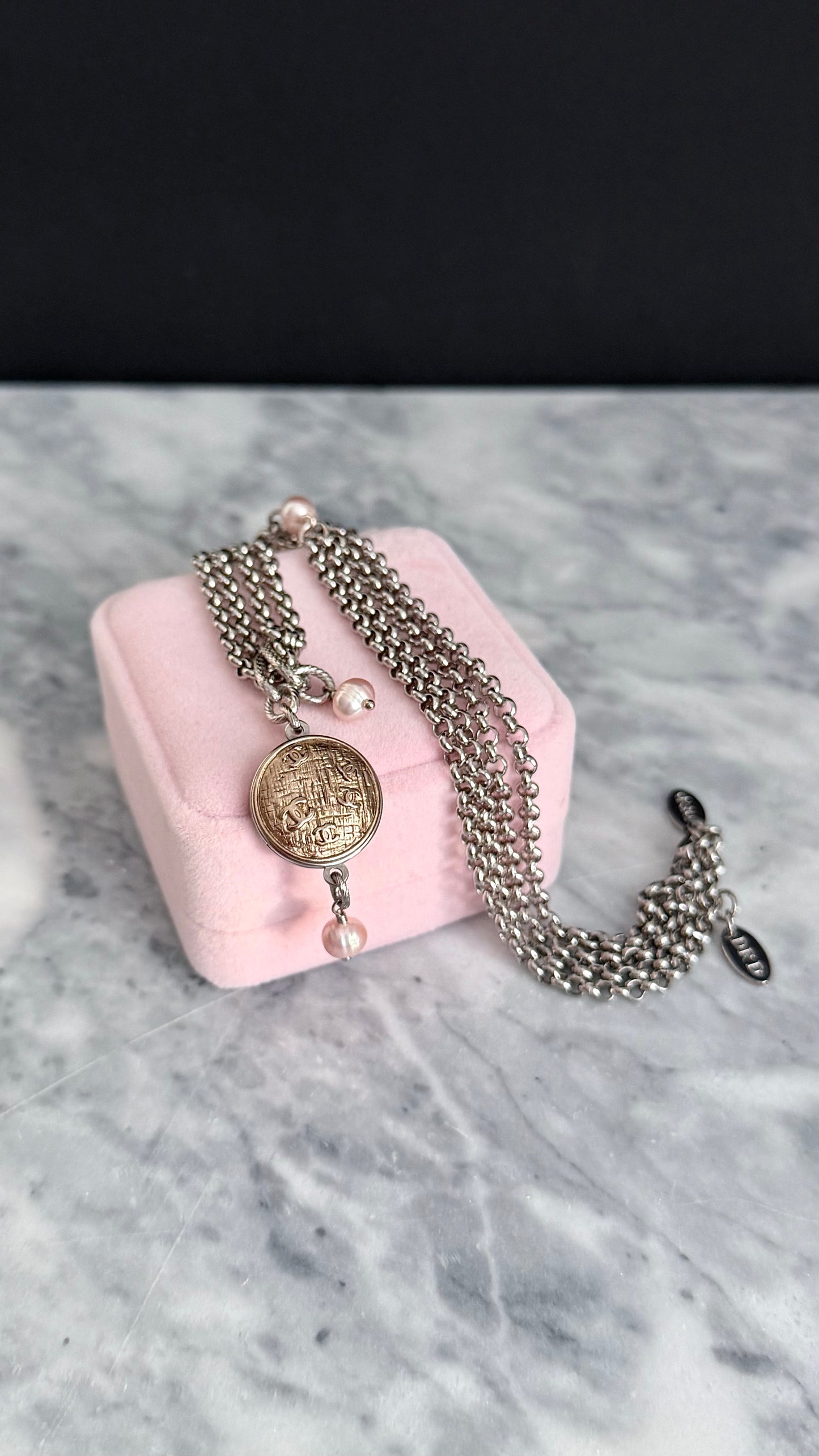 ✨ MIXED METAL Extremely rare Authentic Reworked silver Button Necklace