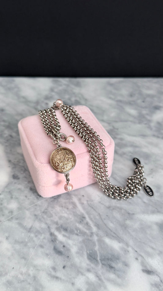 ✨ MIXED METAL Extremely rare Authentic Reworked silver Button Necklace