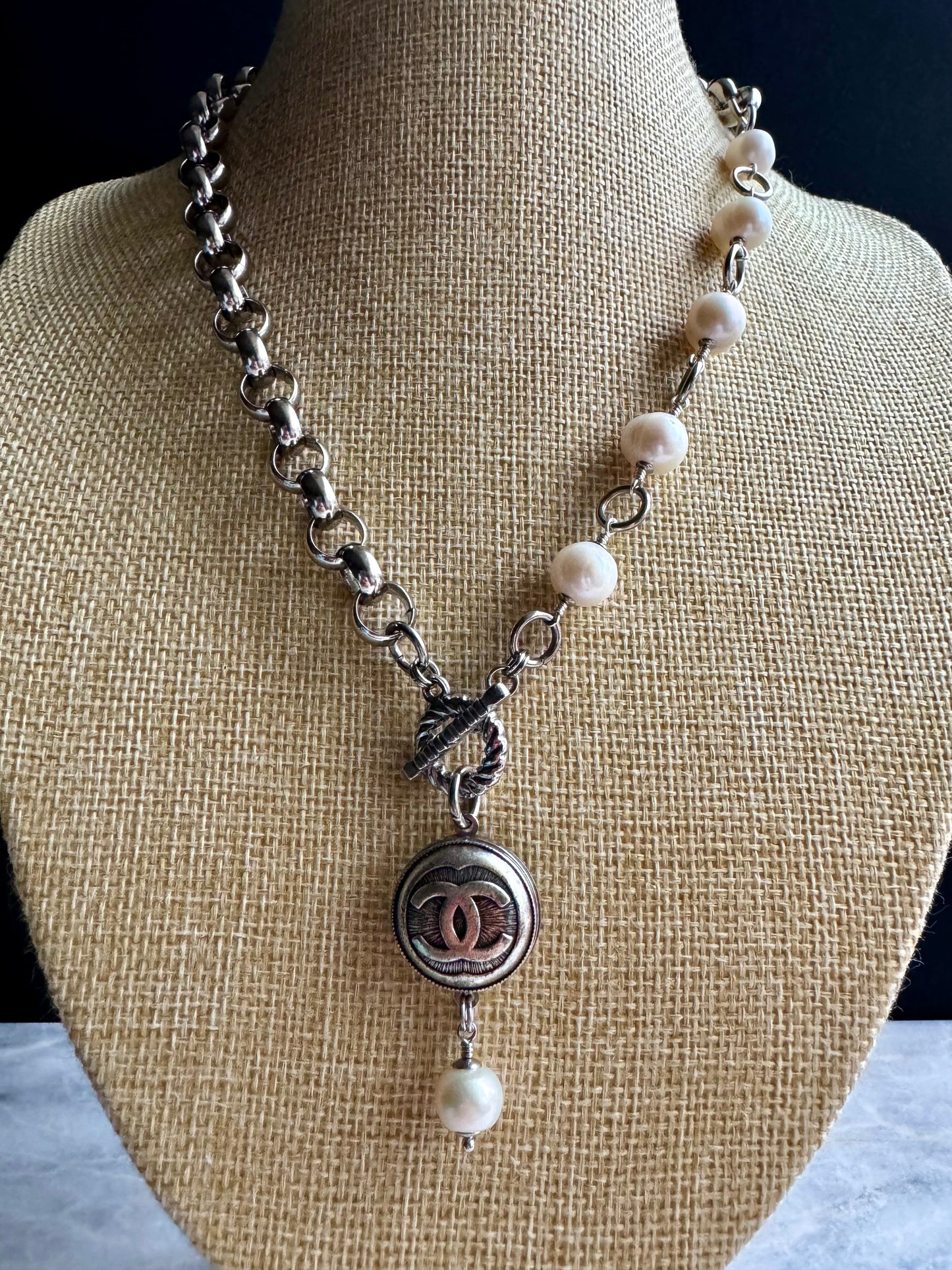 Extremely rare Authentic Reworked silver Button Necklace