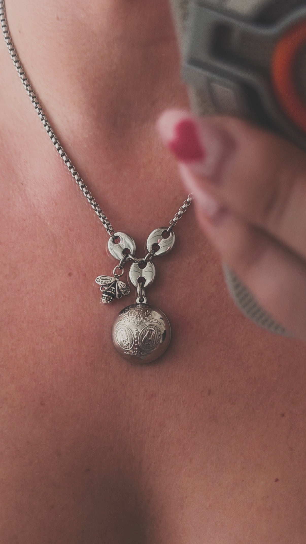 🐝 Vintage Silver Gucci charm chain necklace • high quality